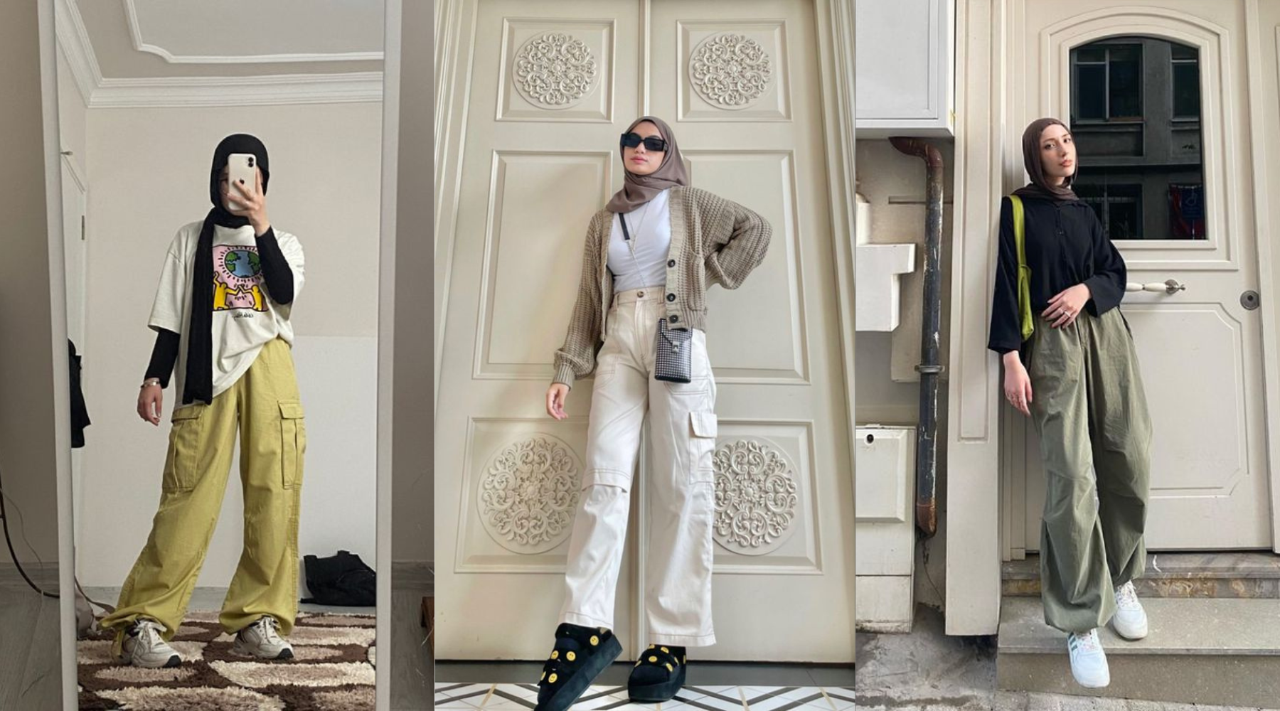 7 Ide Mix N Match Celana Cargo dengan Hijab