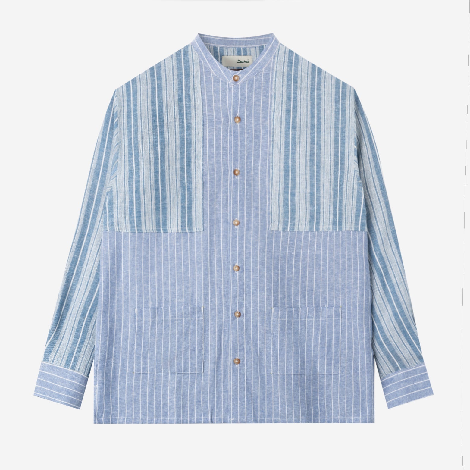FACTORY SALE - Baraa Shirt Long Sleeve - Blue Stripe Patch
