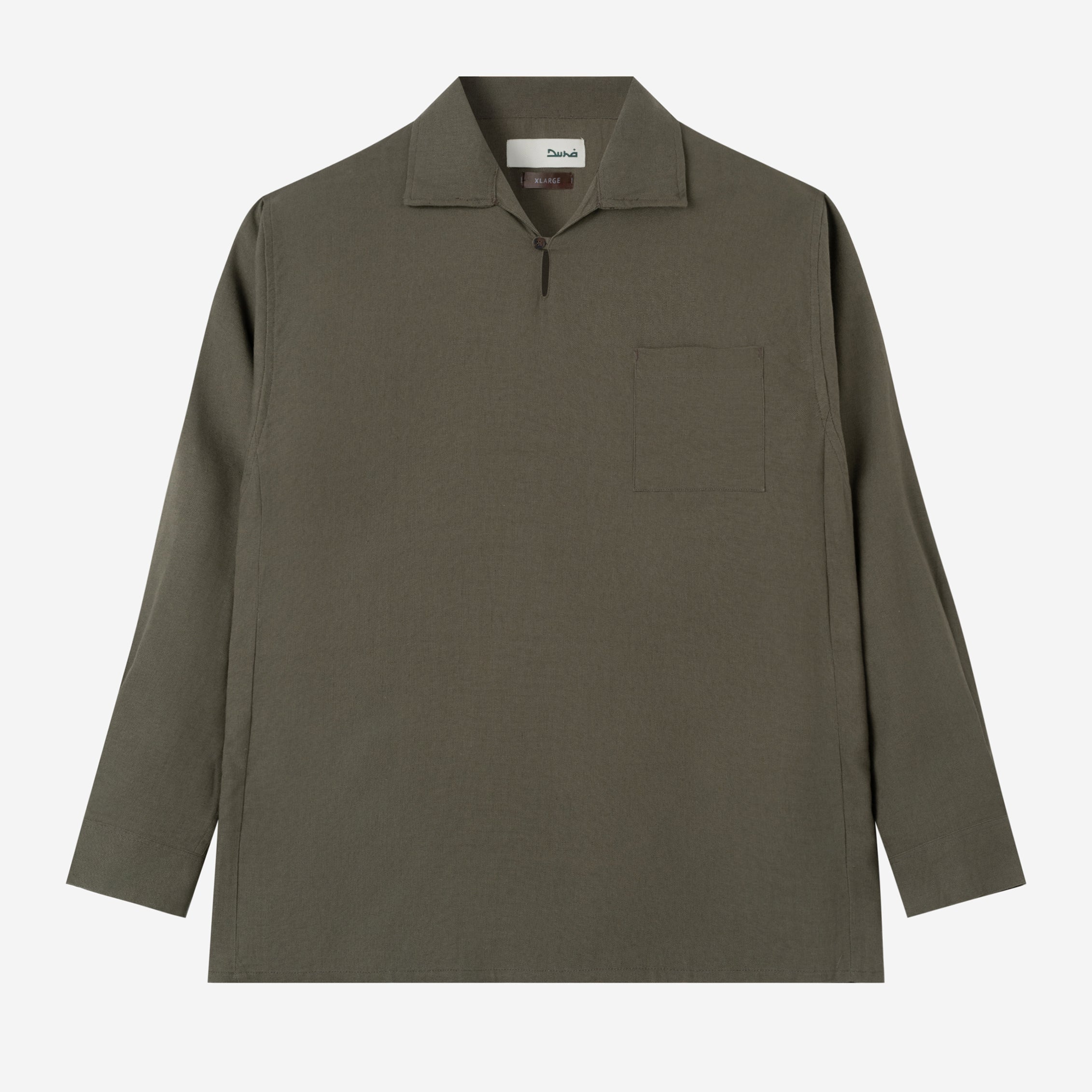 FACTORY SALE - Dhia Pull-Over Shirt Long Sleeve - Dark OIive