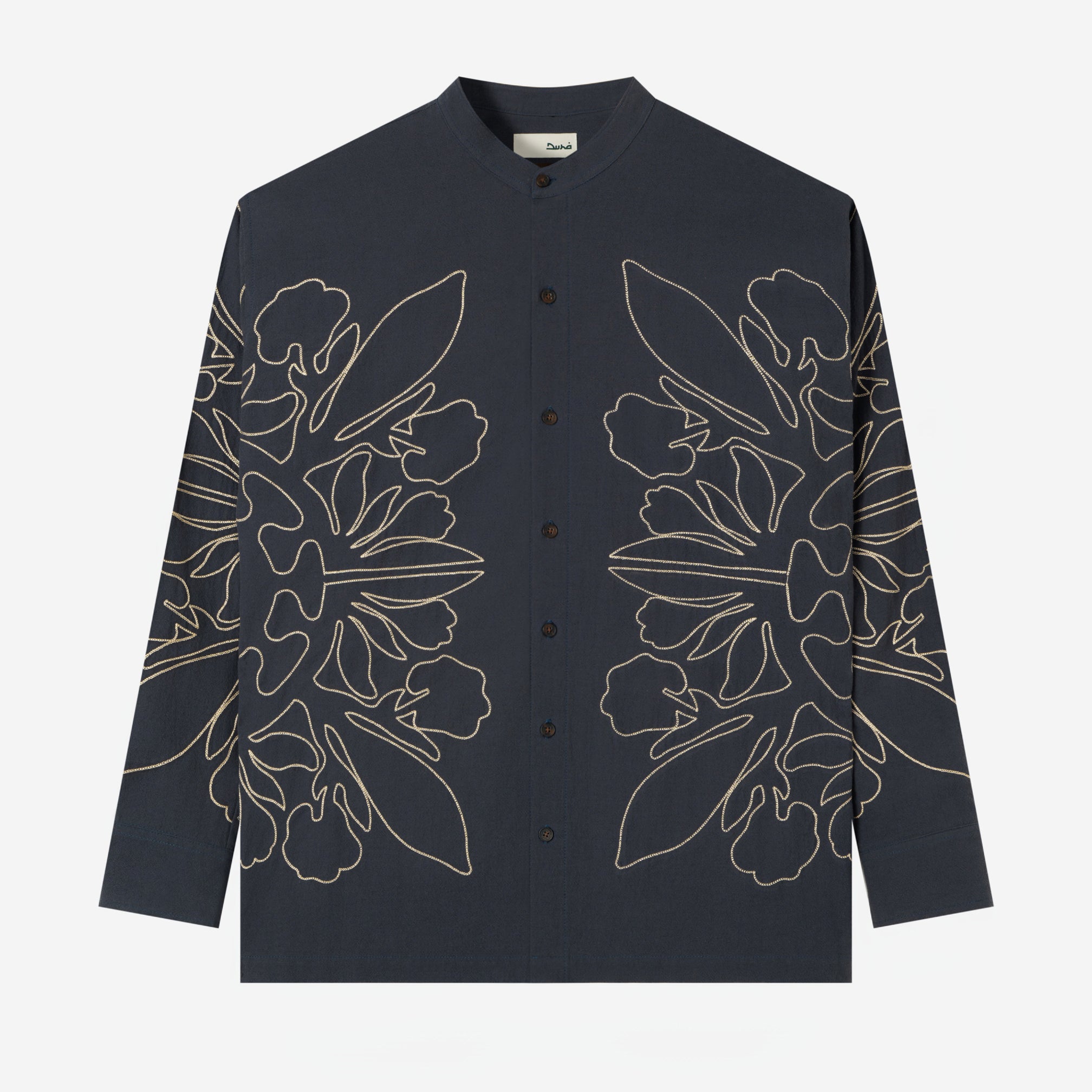 Layth Long Sleeve Linen Shirt - Navy