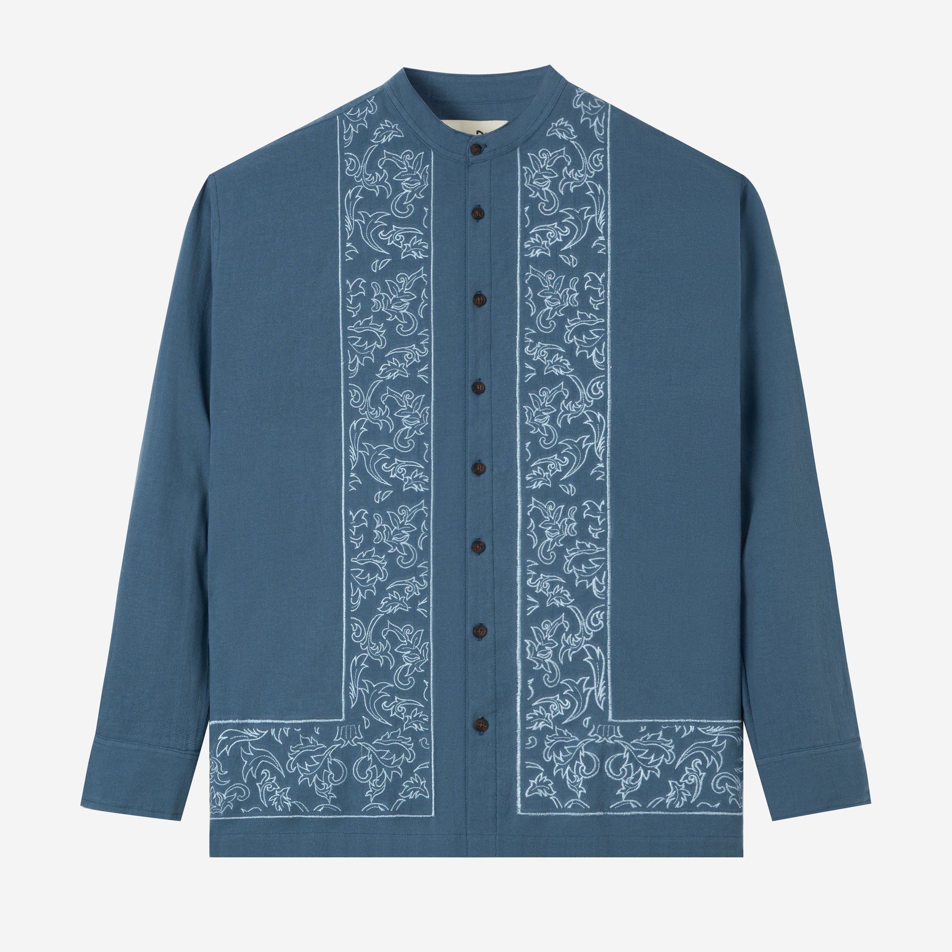 Naeem Long Sleeve Linen Shirt - Blue