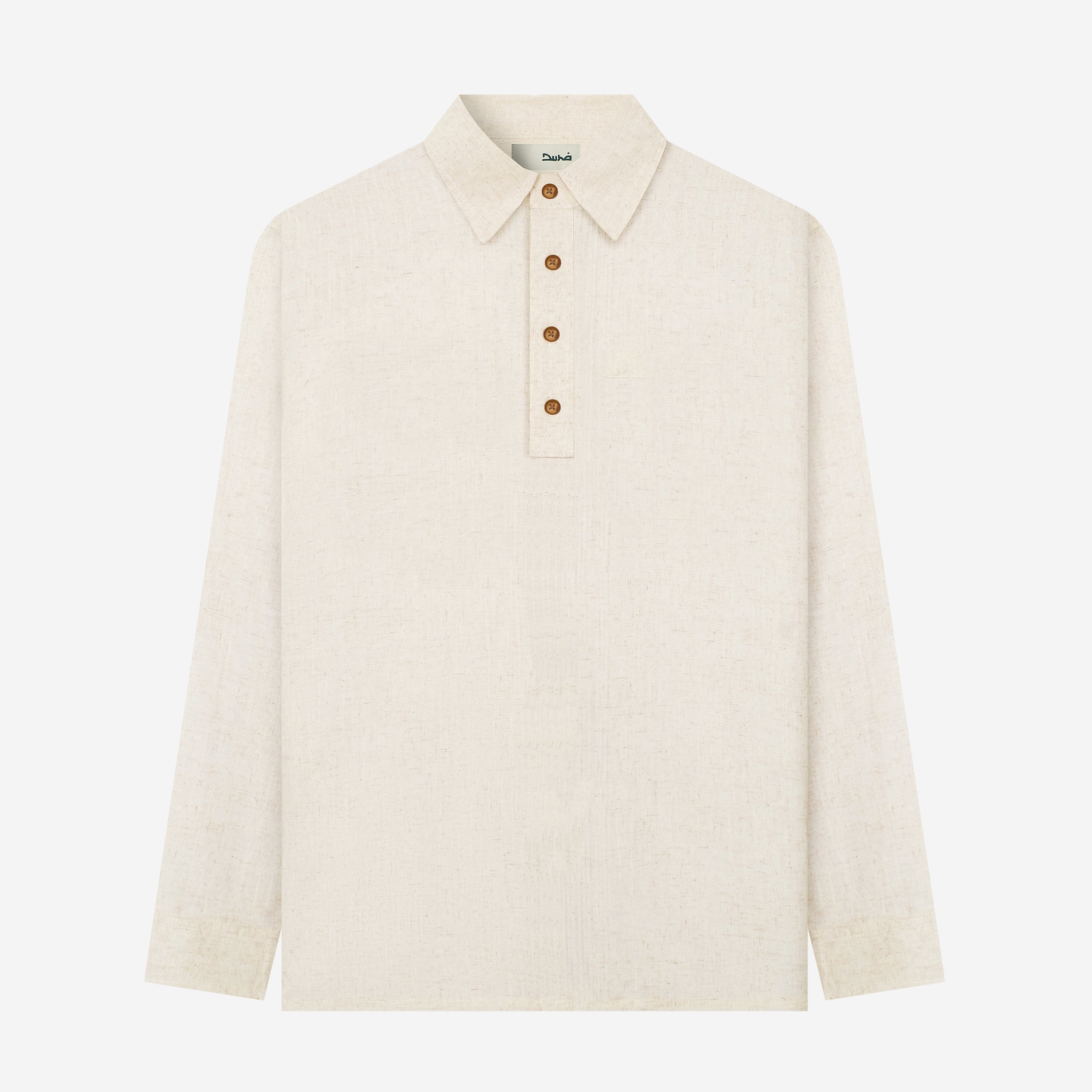 Qawi Long Sleeve Linen Shirt - White Sand