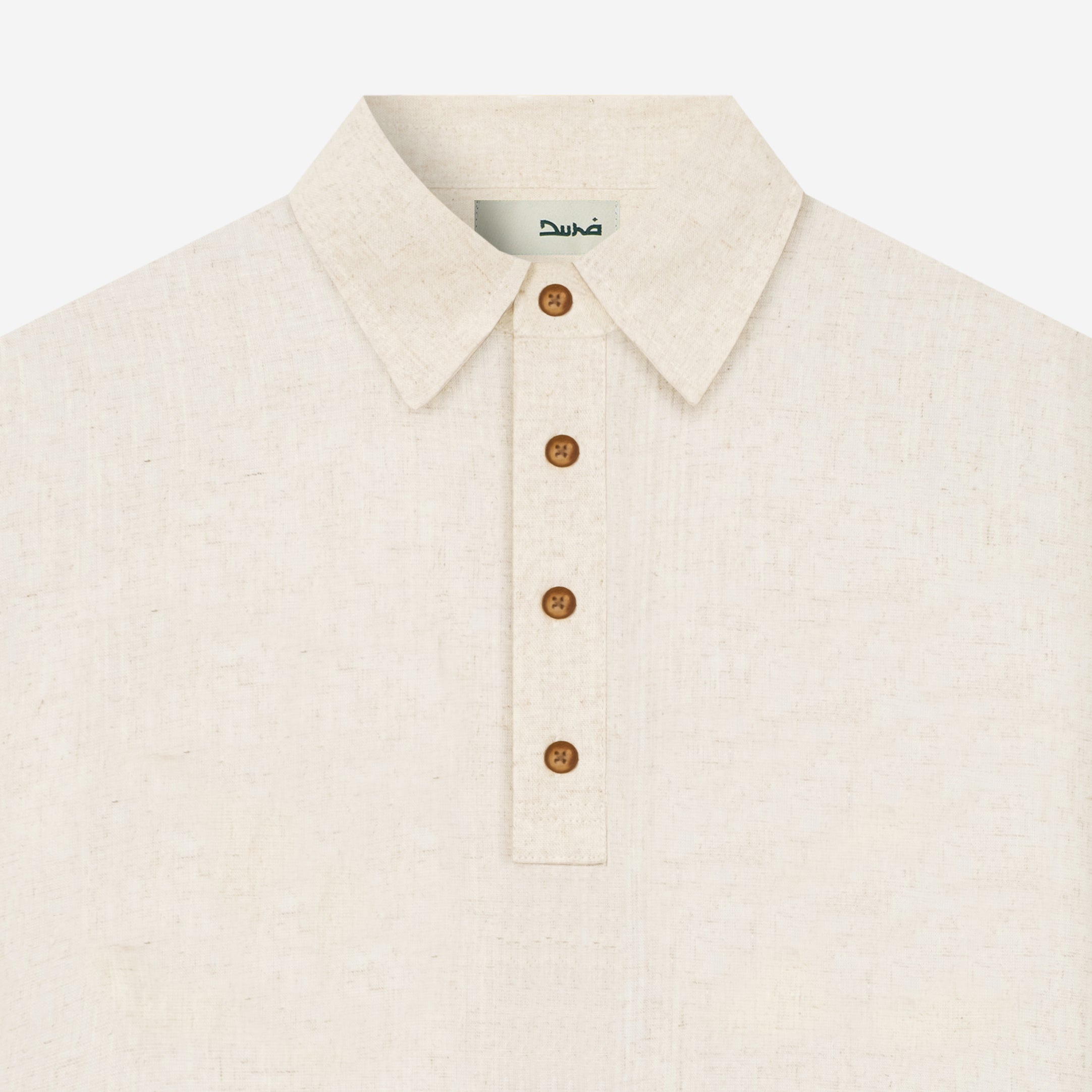 Qawi Long Sleeve Linen Shirt - White Sand