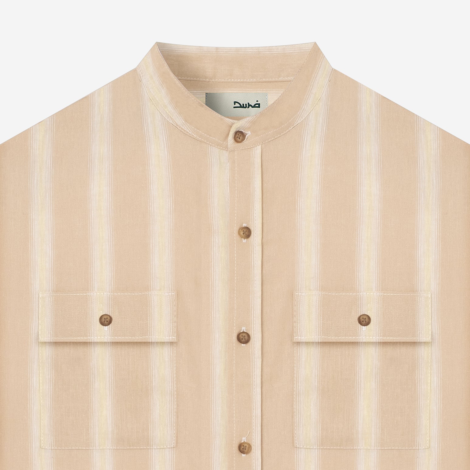 Sayf Short Sleeve Linen Stripes Shirt - Sand