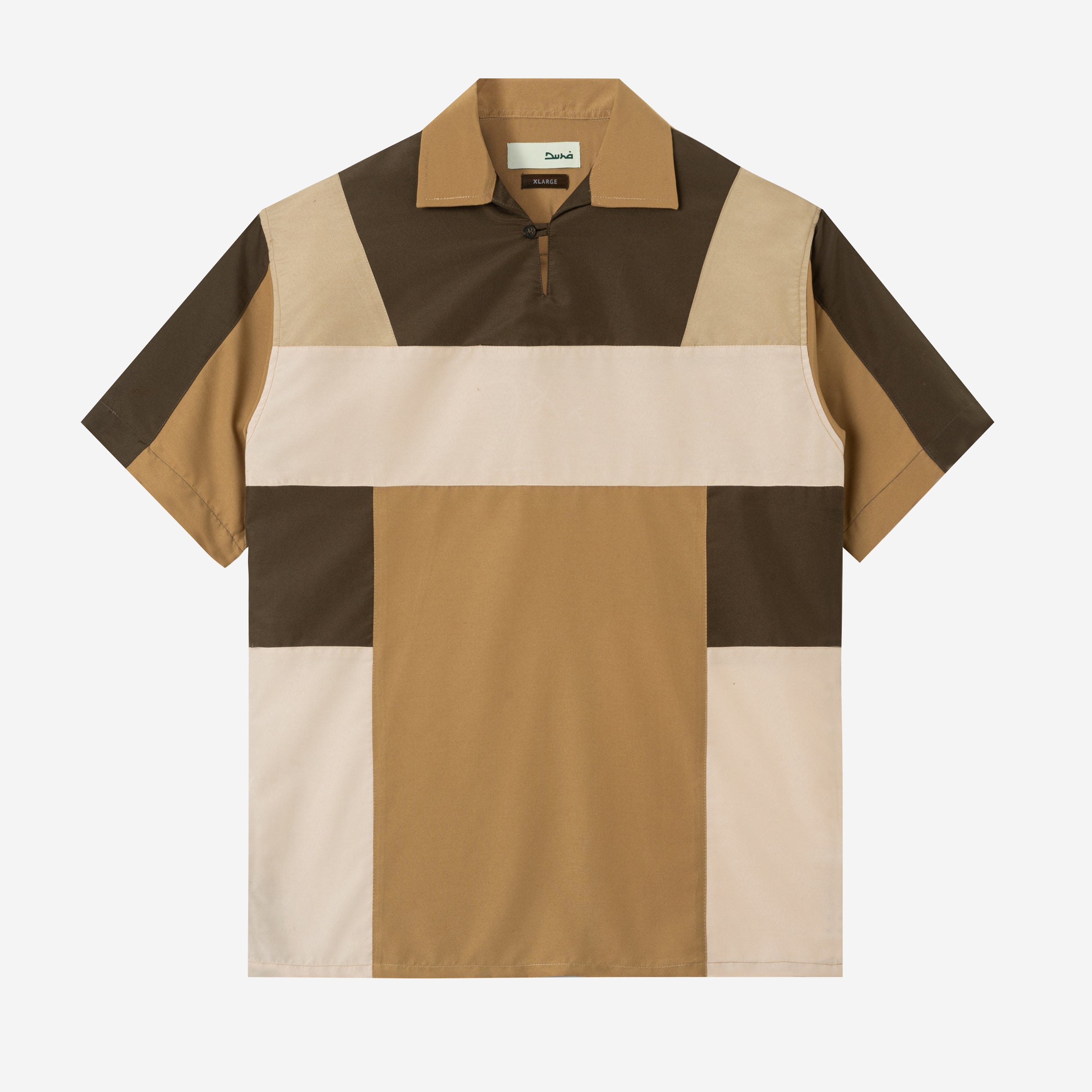 Dhia Patchwork Shirt Short Sleeve - Assab Khaki