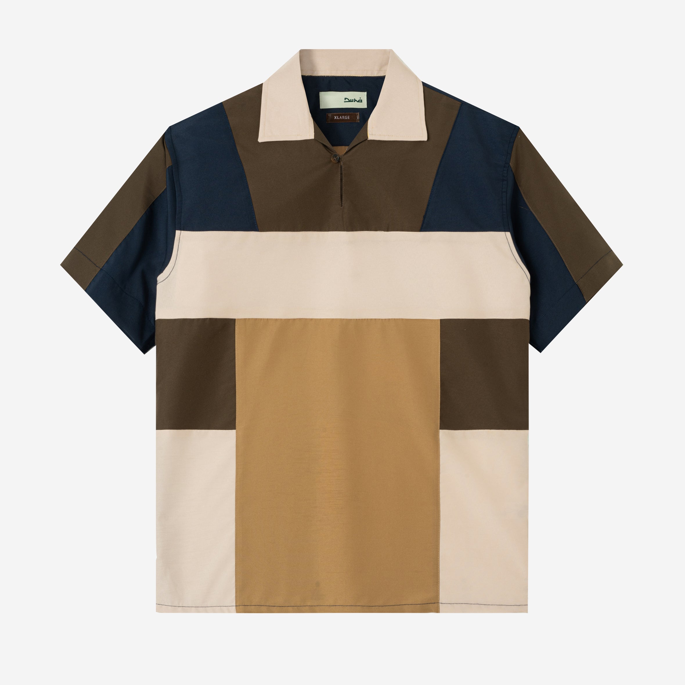 Dhia Patchwork Shirt Short Sleeve - Mihwar Khaki