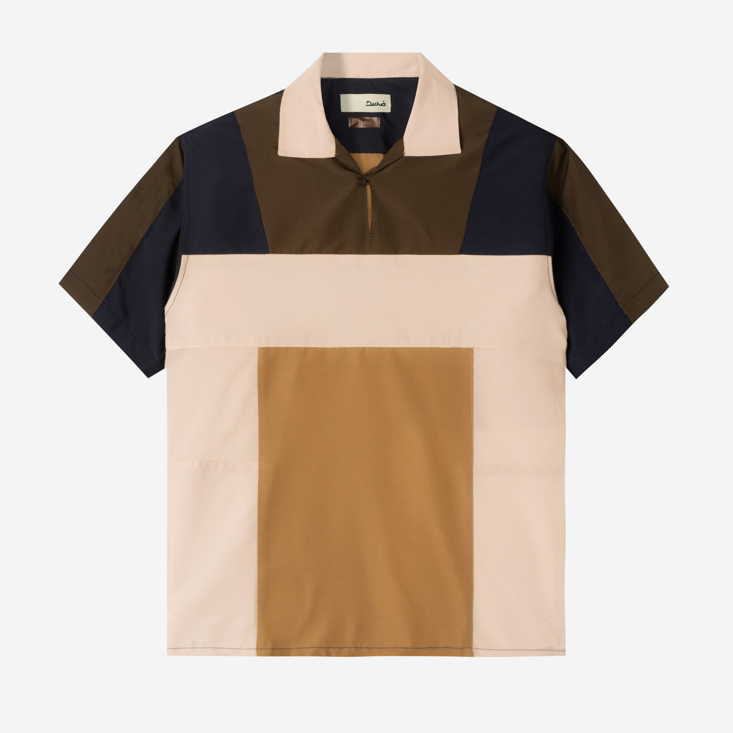 Dhia Patchwork Shirt Short Sleeve - Maktoub Khaki
