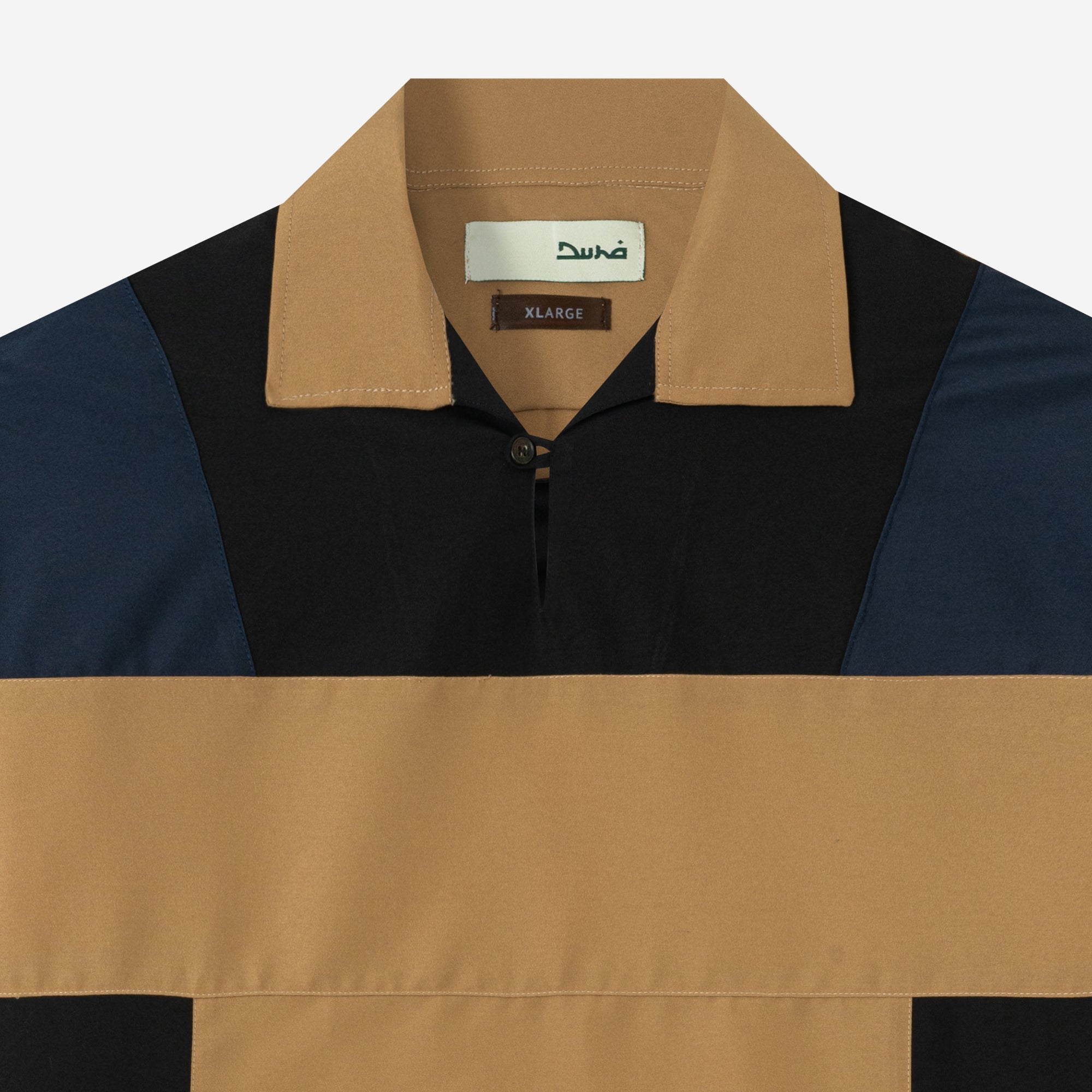 Dhia Patchwork Shirt Short Sleeve - Khaki Navy