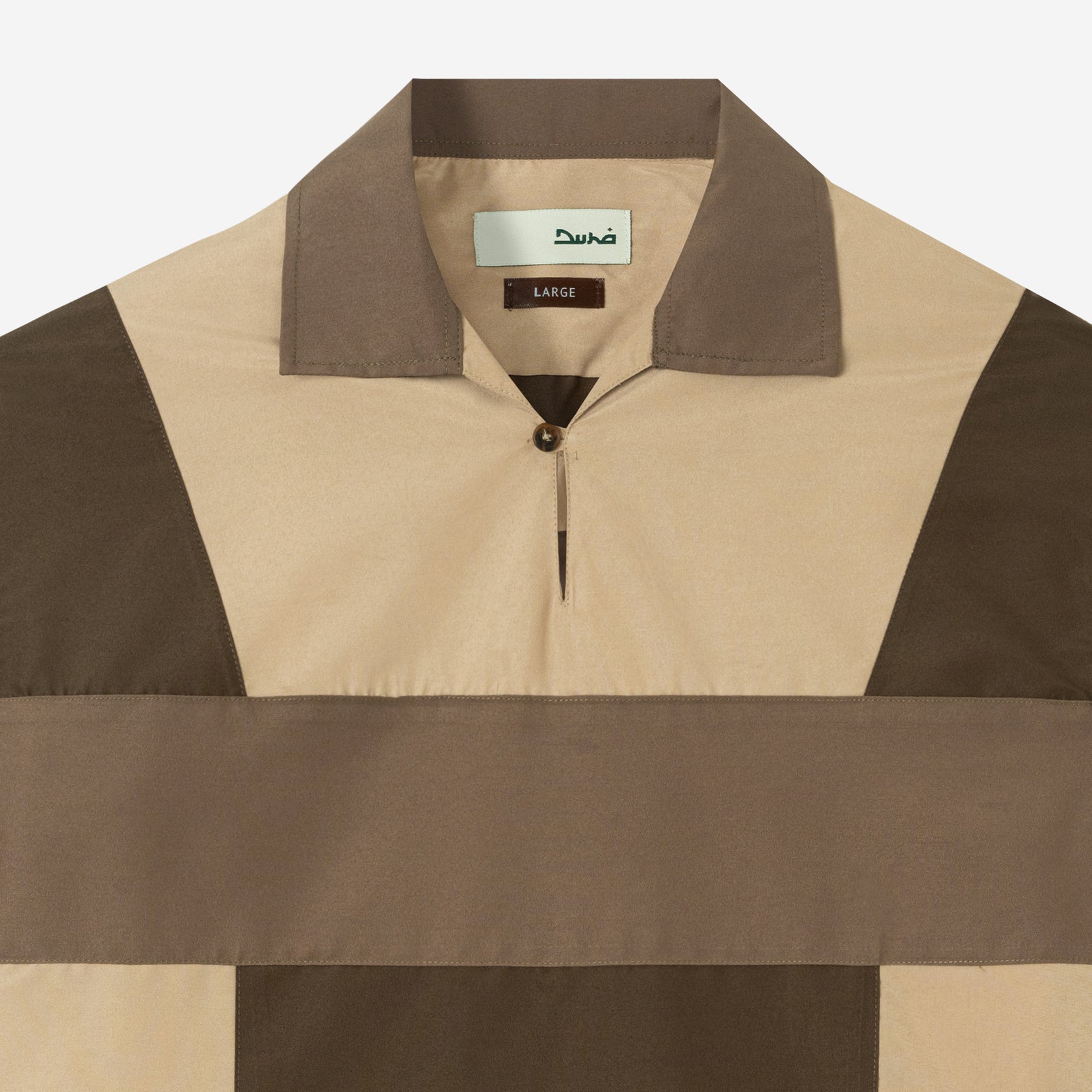 Dhia Patchwork Shirt Short Sleeve - Khaki Brown