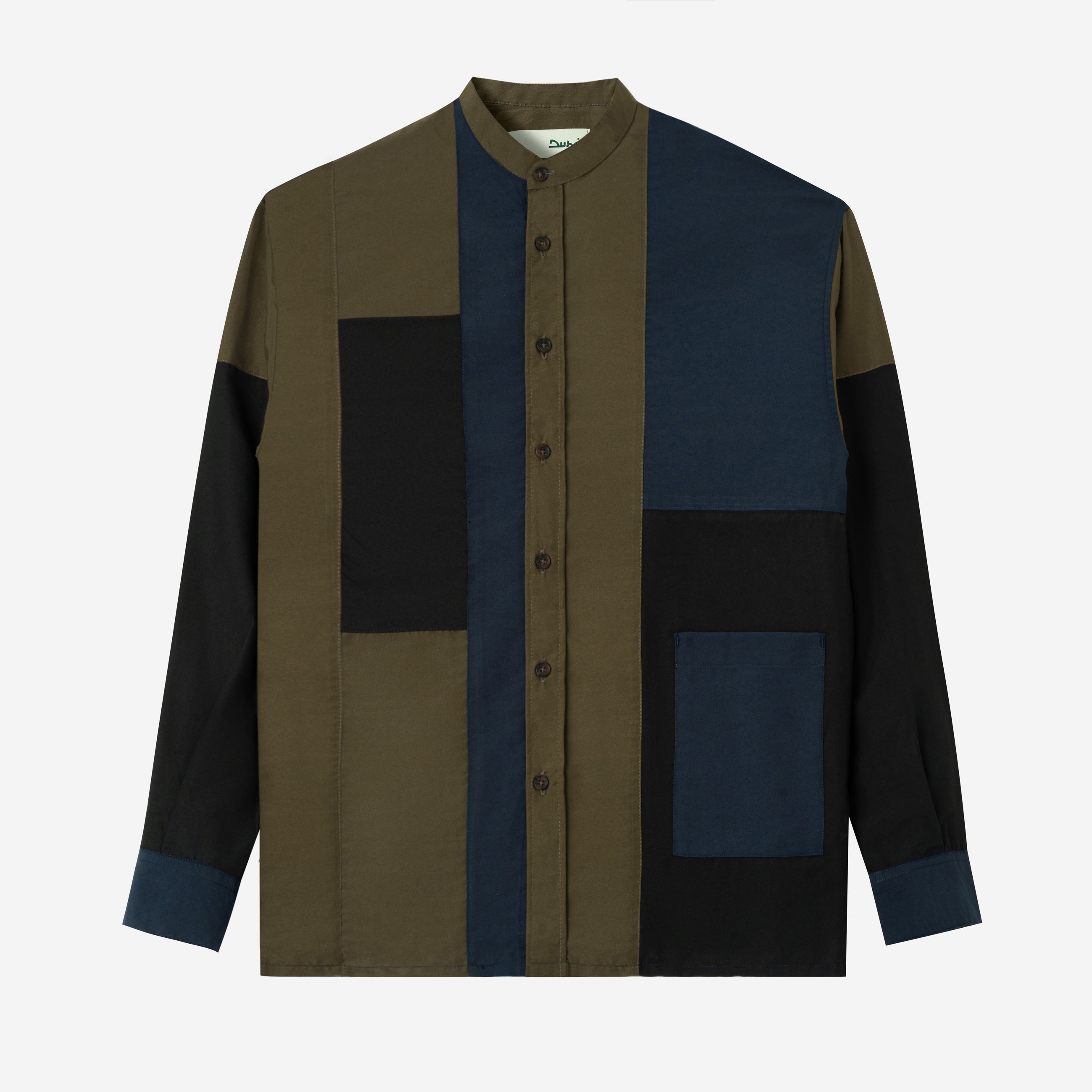 Ward Patchwork Shirt Long Sleeve - Hadid Olive