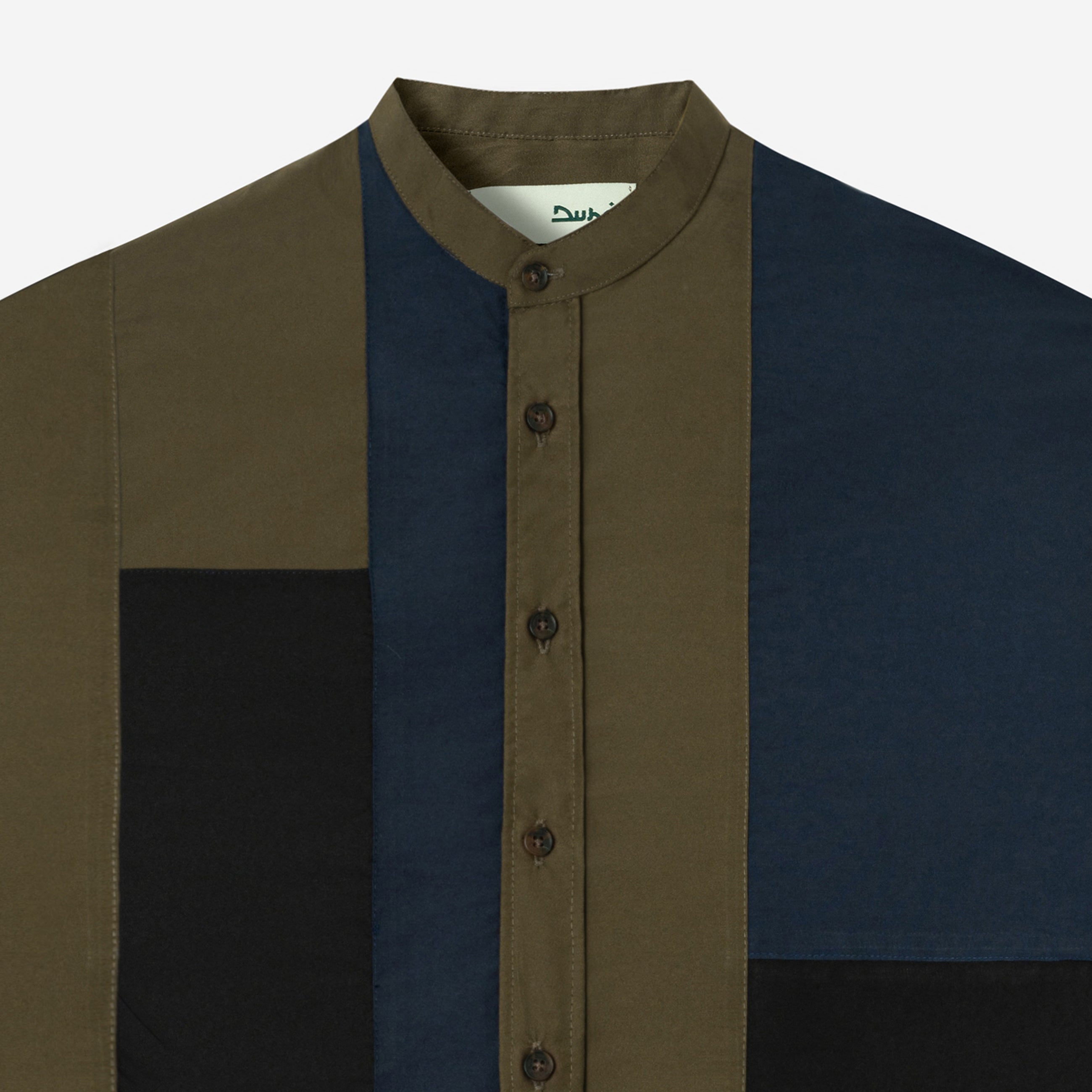 Ward Patchwork Shirt Long Sleeve - Hadid Olive