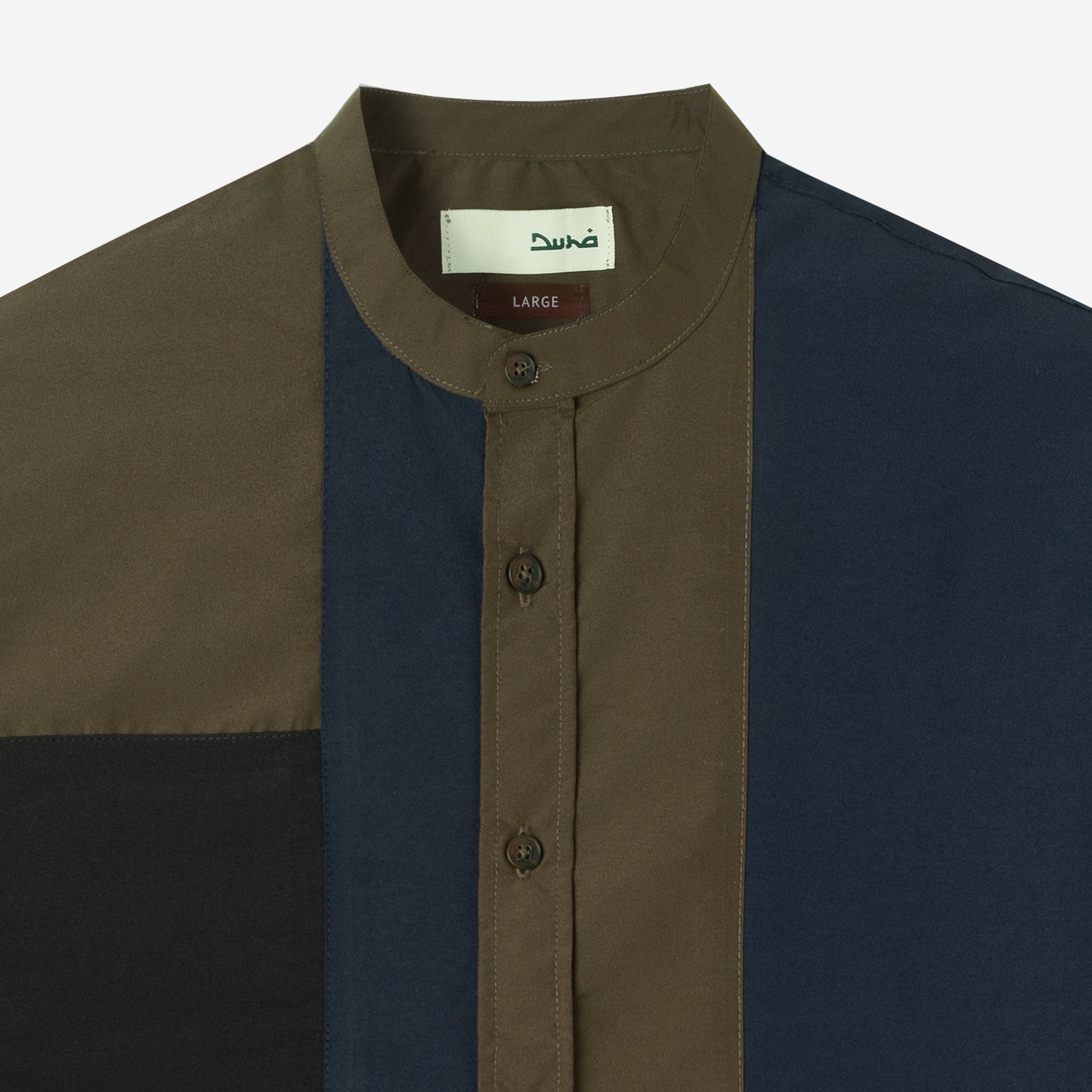 Ward Patchwork Shirt Long Sleeve - Siraj Olive