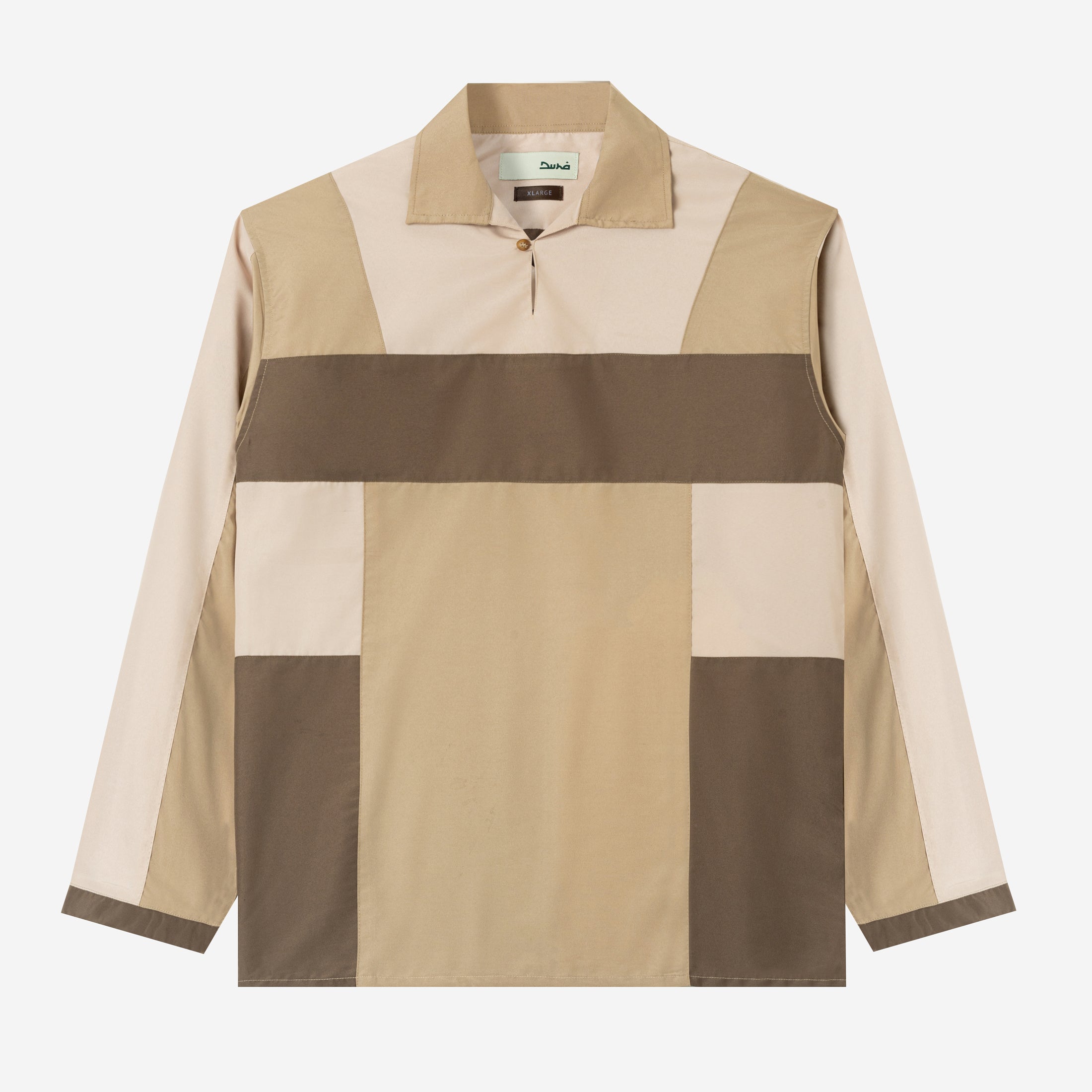 Dhia Patchwork Shirt Long Sleeve - Khaki Stone