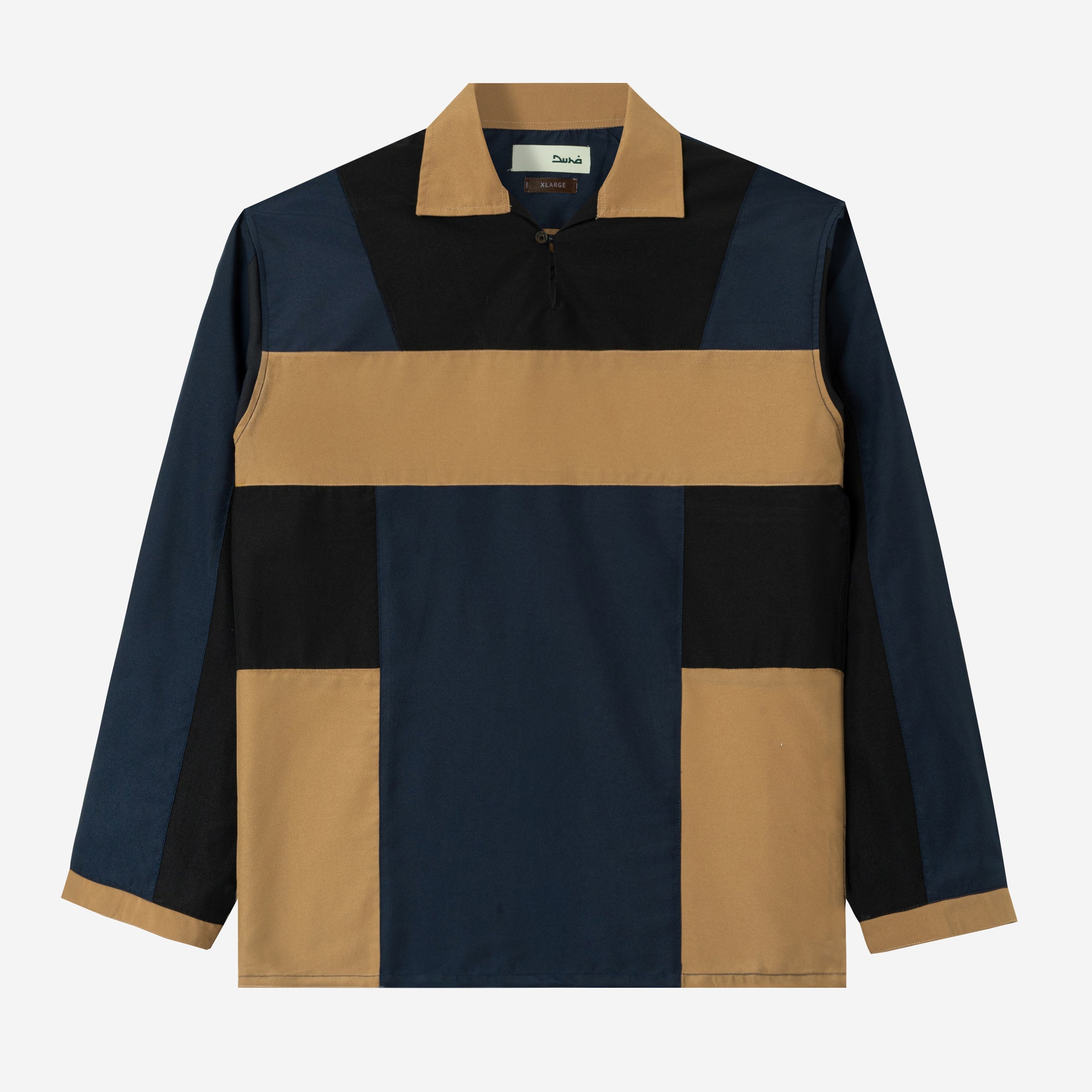 Dhia Patchwork Shirt Long Sleeve - Navy Black