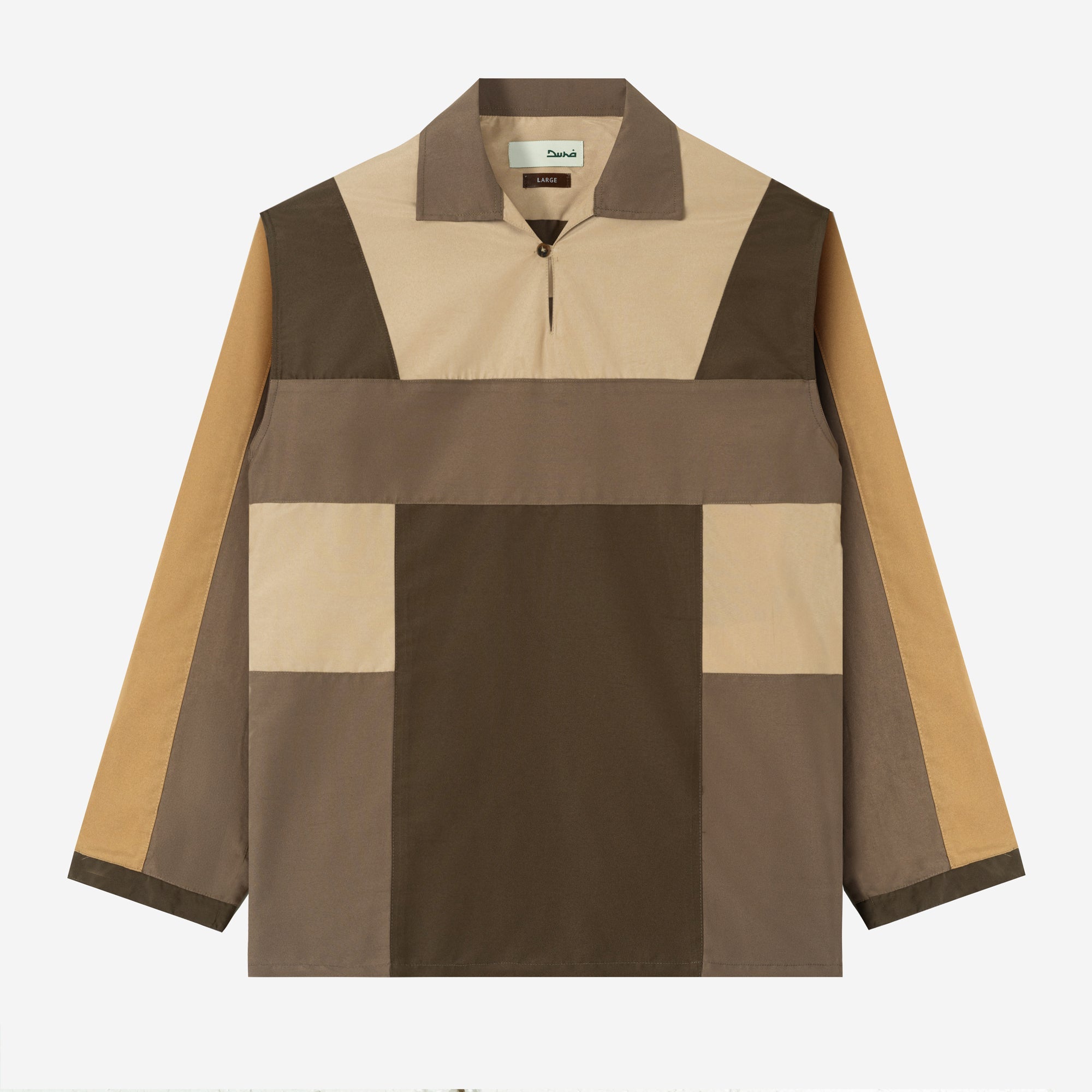 Dhia Patchwork Shirt Long Sleeve - Dark Khaki