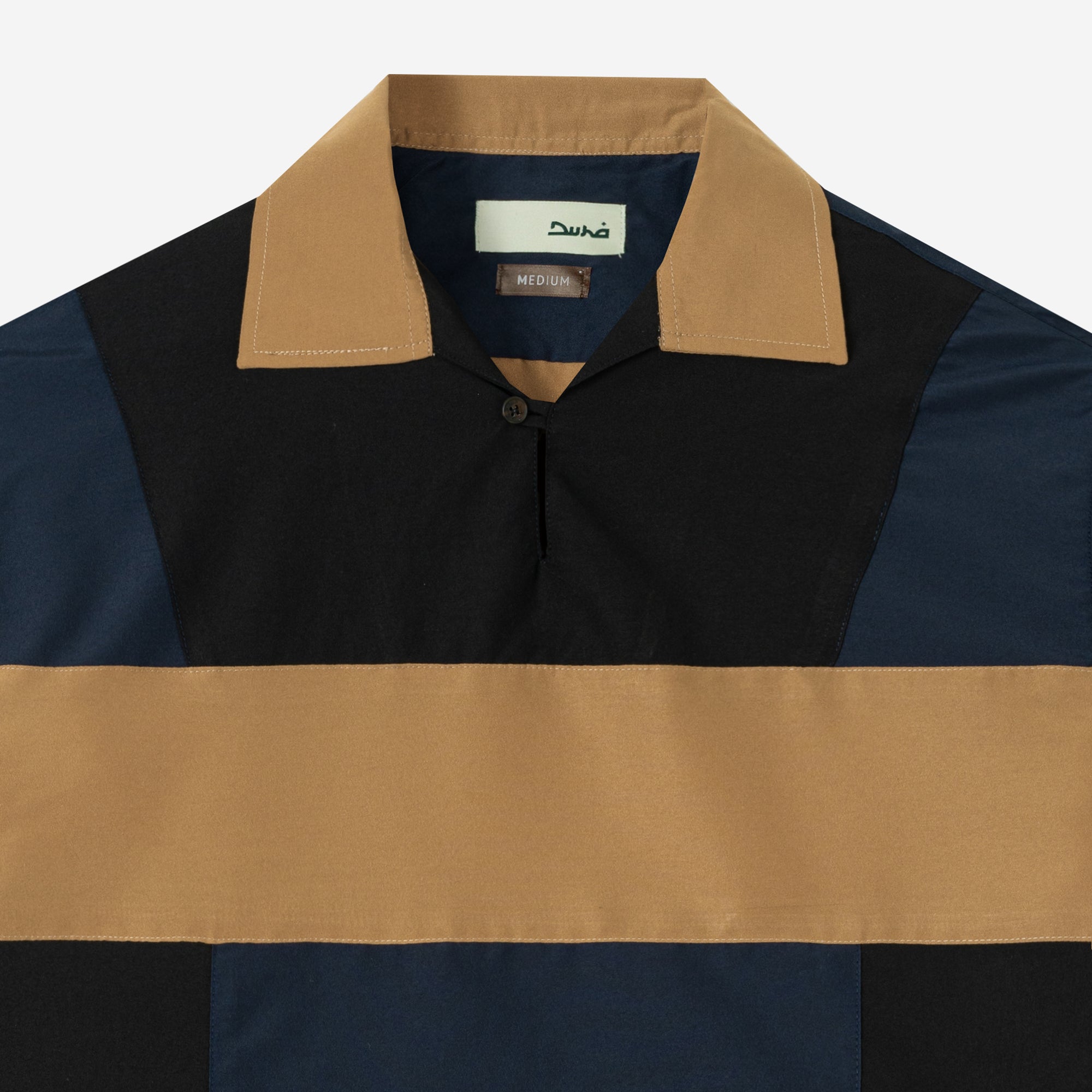 Dhia Patchwork Shirt Short Sleeve - Navy Black