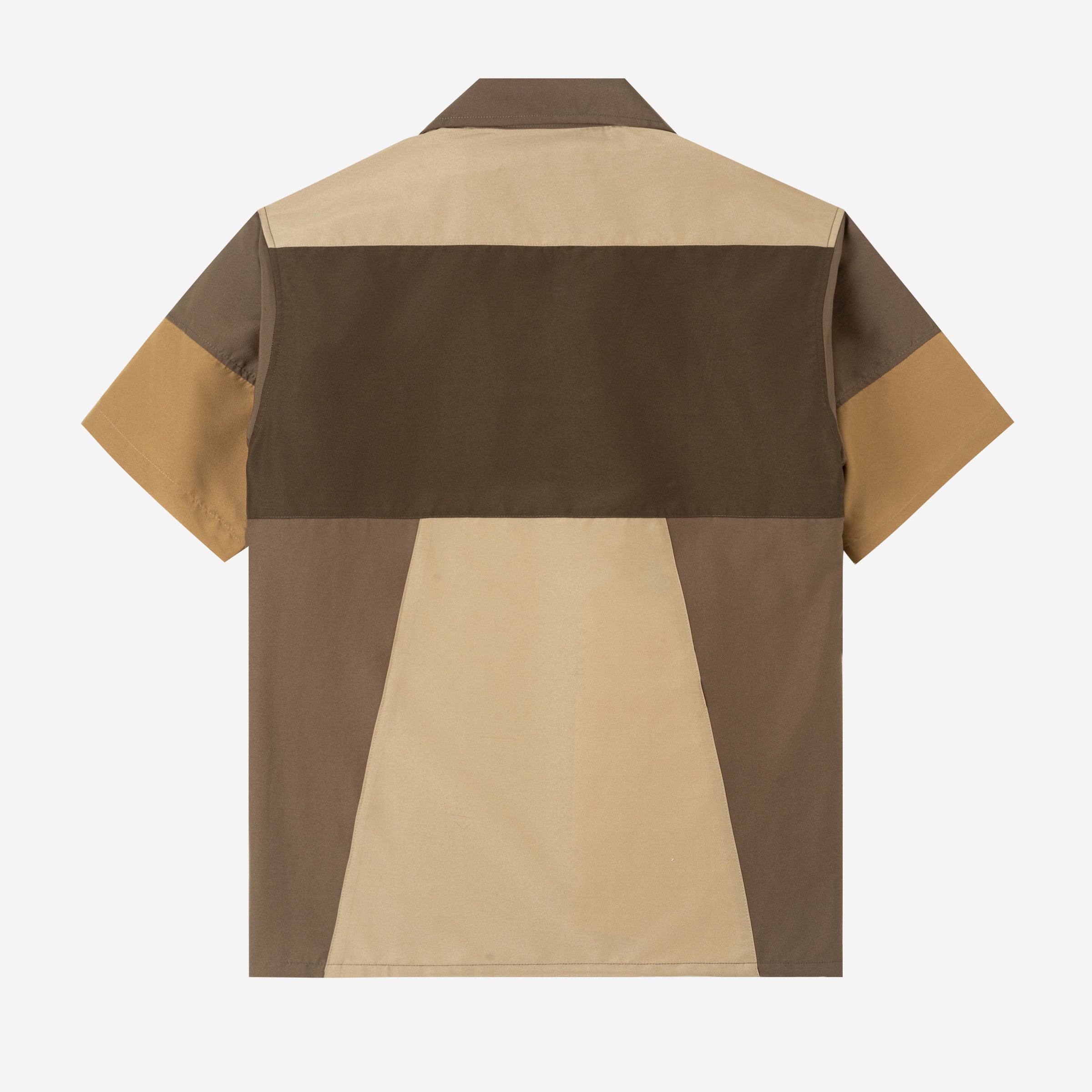 Dhia Patchwork Shirt Short Sleeve - Navy Khaki