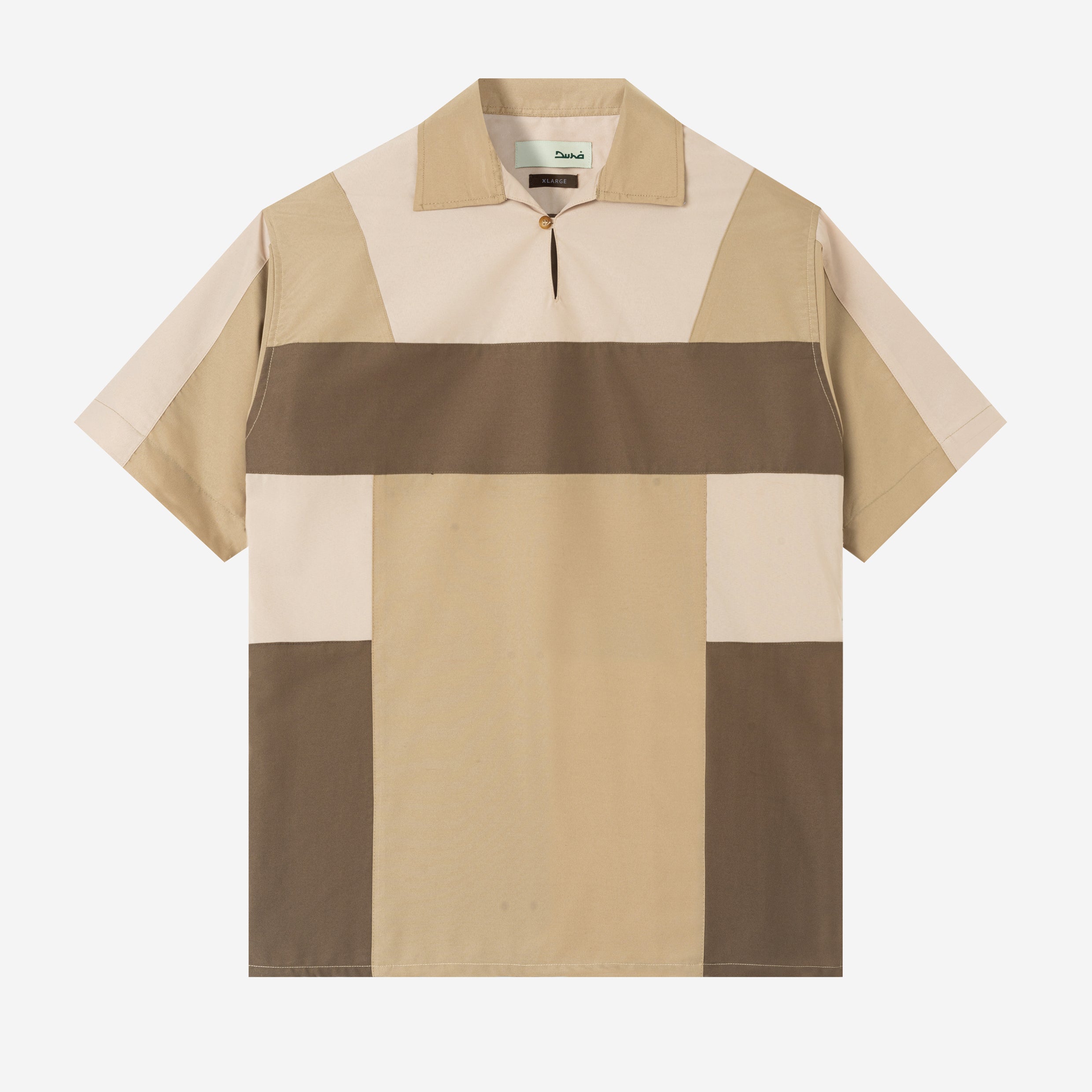 Dhia Patchwork Shirt Short Sleeve - Khaki Stone