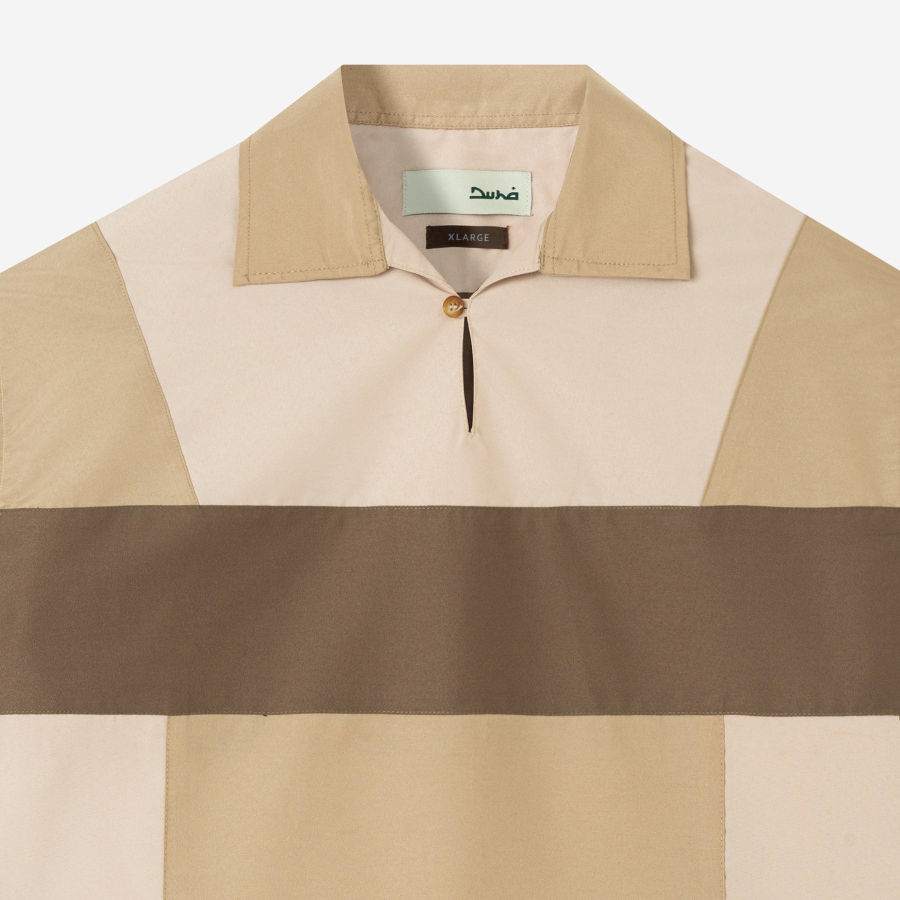 Dhia Patchwork Shirt Short Sleeve - Khaki Stone