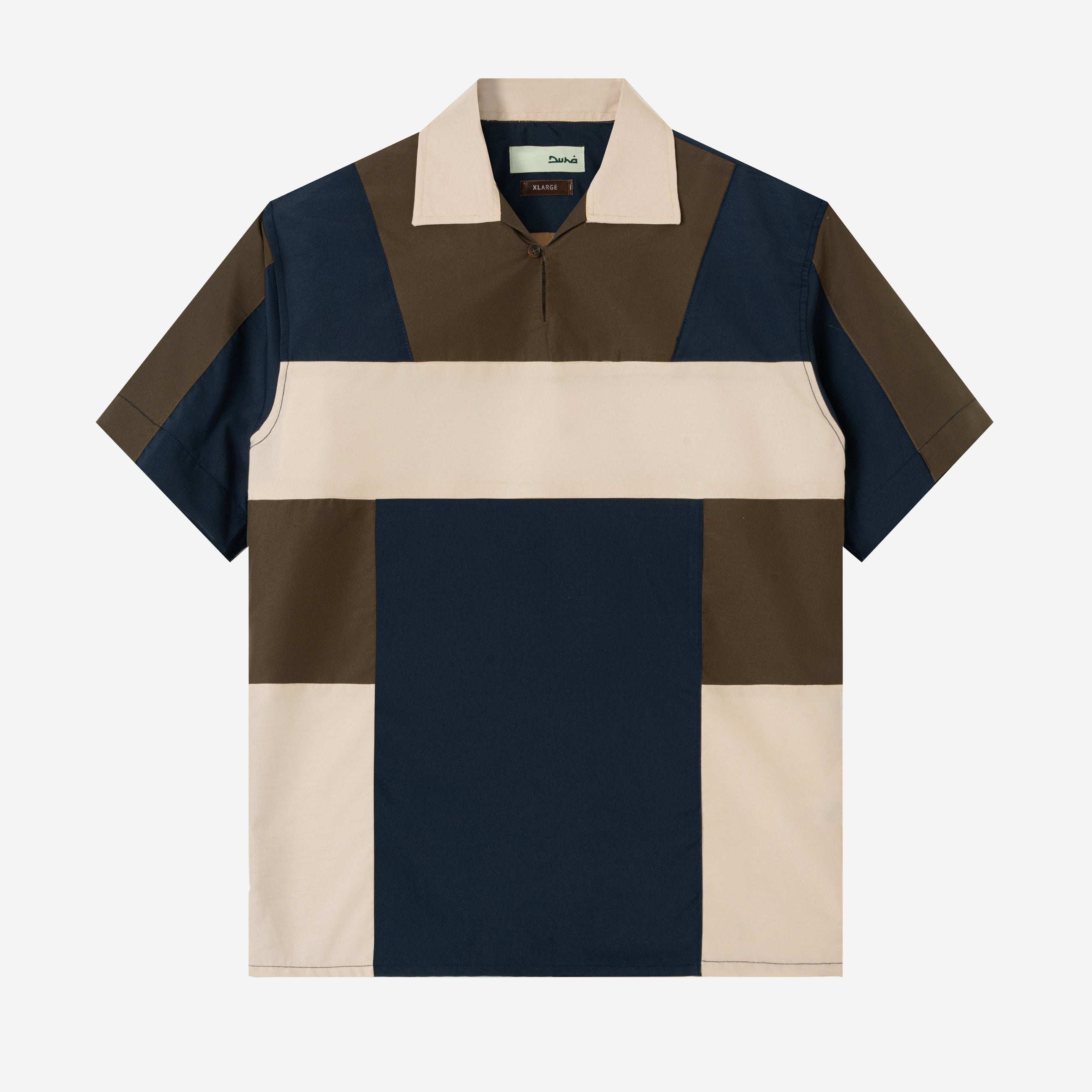 Dhia Patchwork Shirt Short Sleeve - Olive Navy