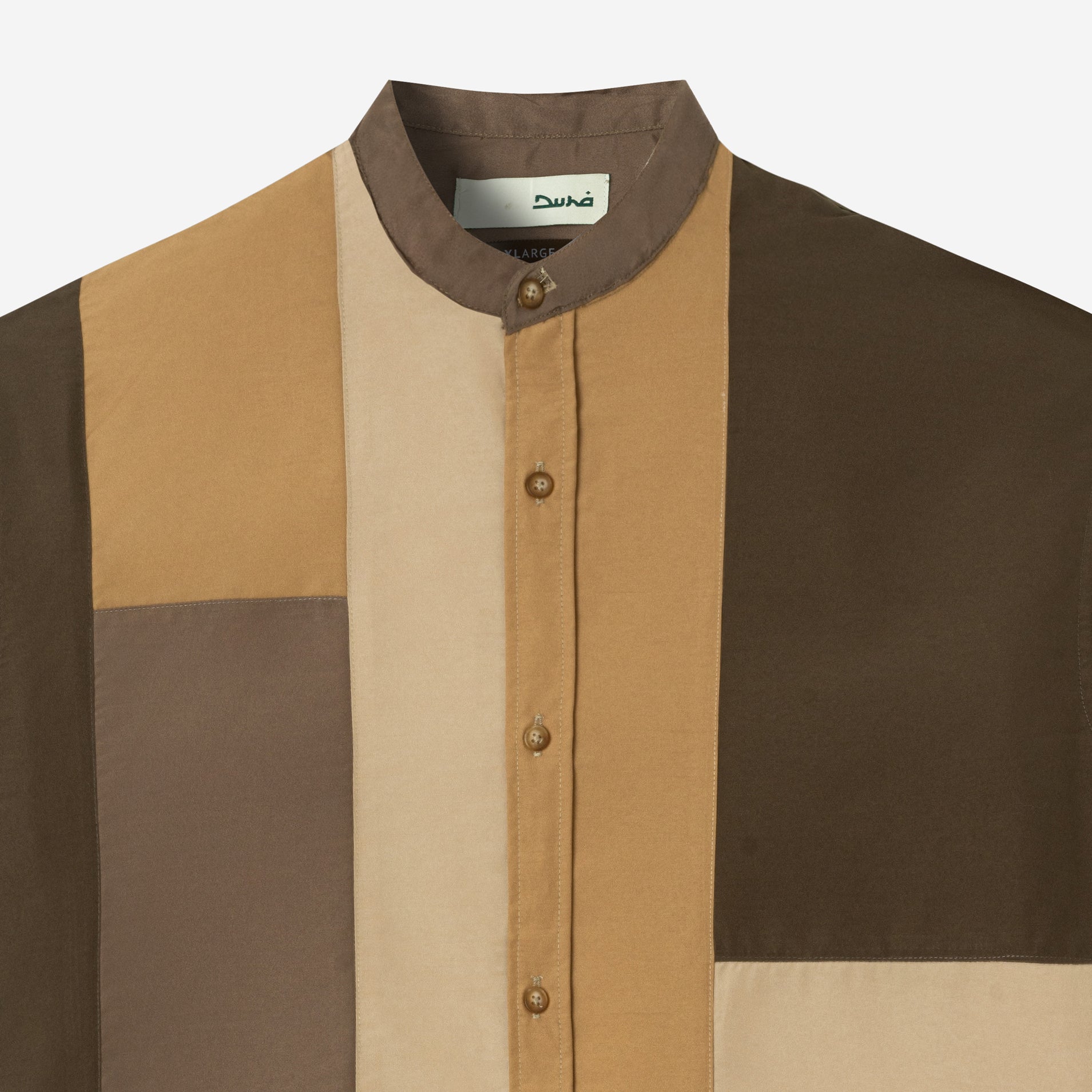 Ward Patchwork Shirt Long Sleeve - Dark Khaki