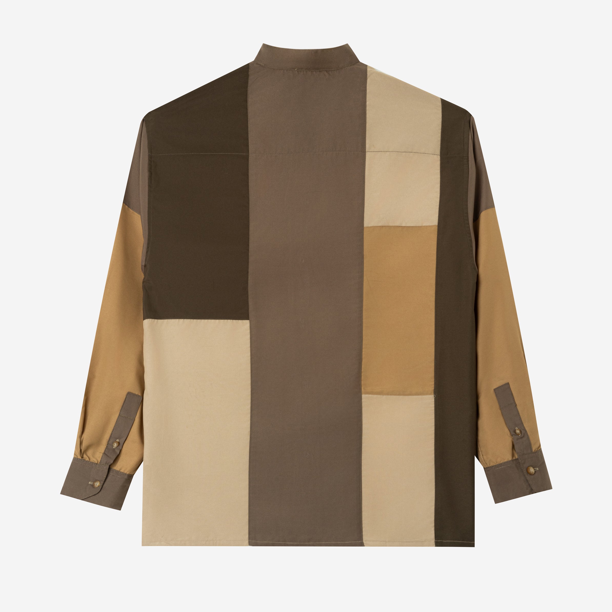 Ward Patchwork Shirt Long Sleeve - Dark Khaki