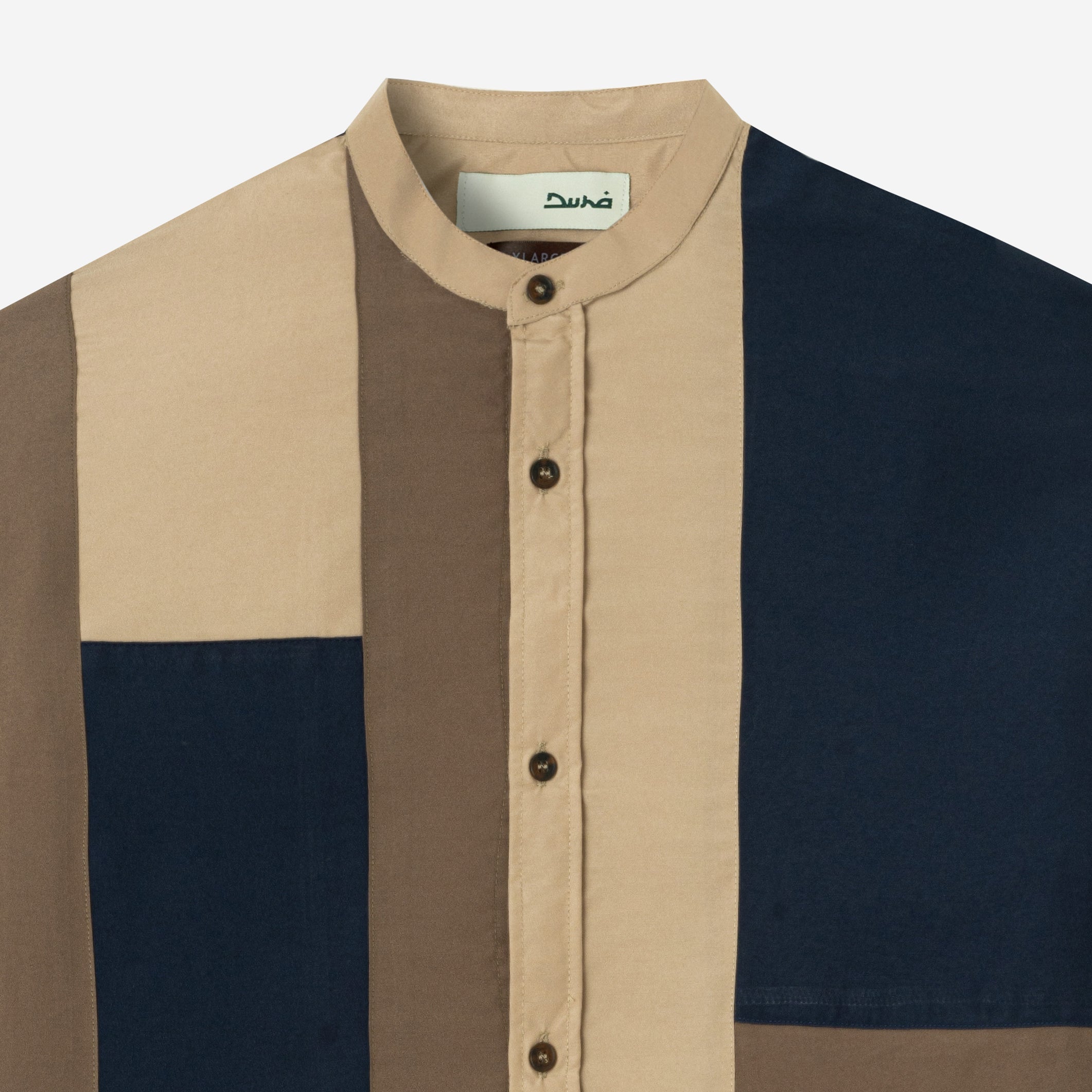 Ward Patchwork Shirt Long Sleeve - Navy Stone