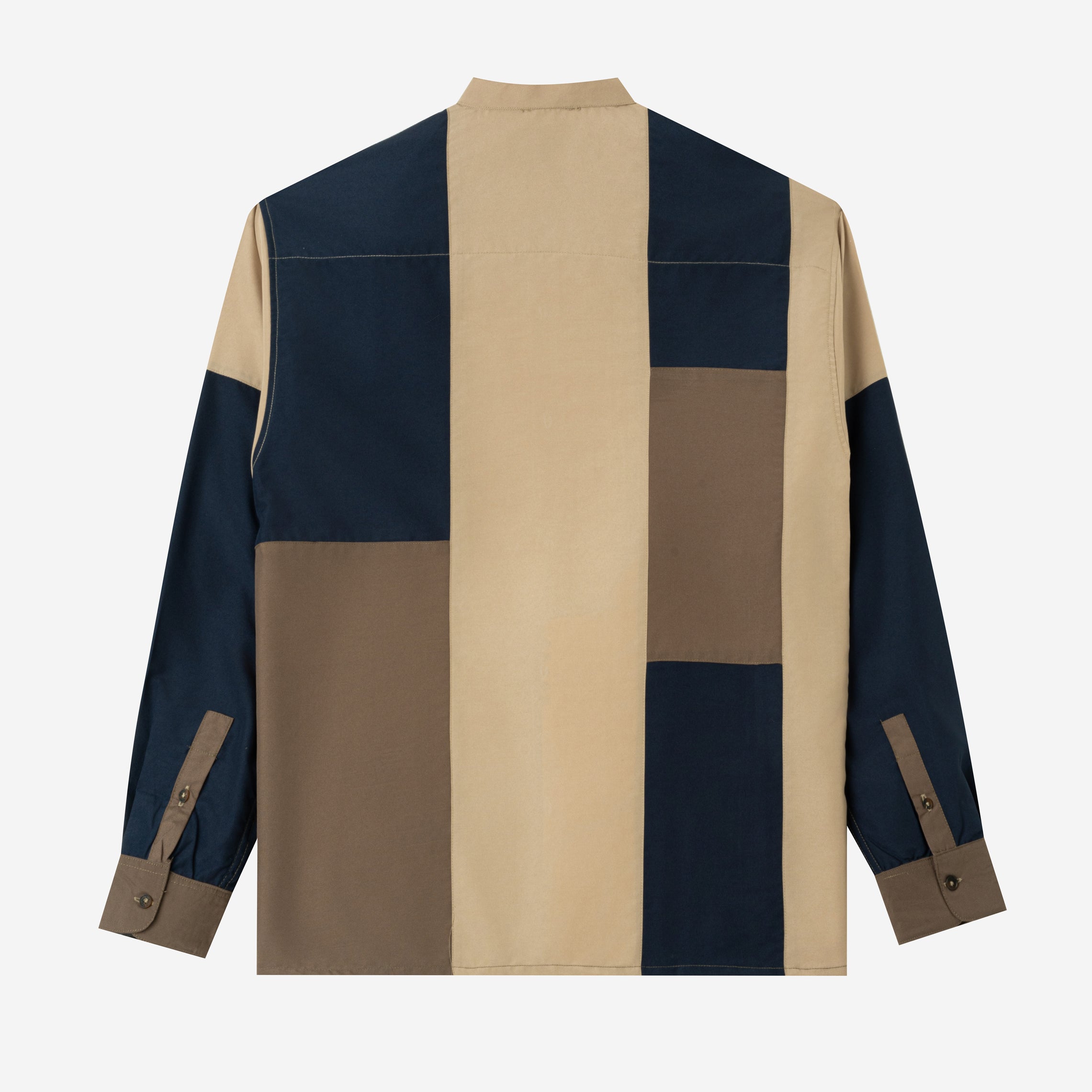 Ward Patchwork Shirt Long Sleeve - Navy Stone