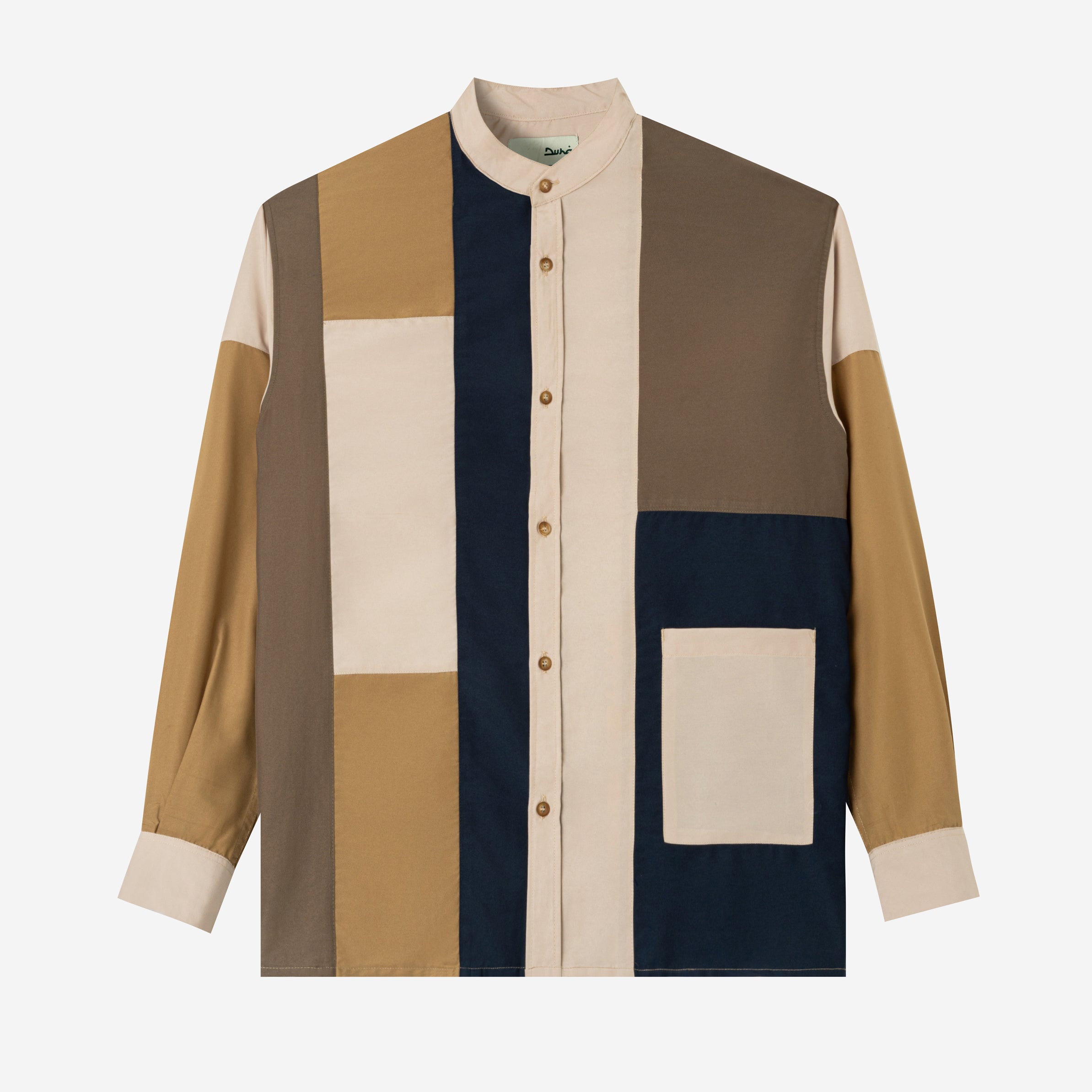 Ward Patchwork Shirt Long Sleeve - Khaki Navy