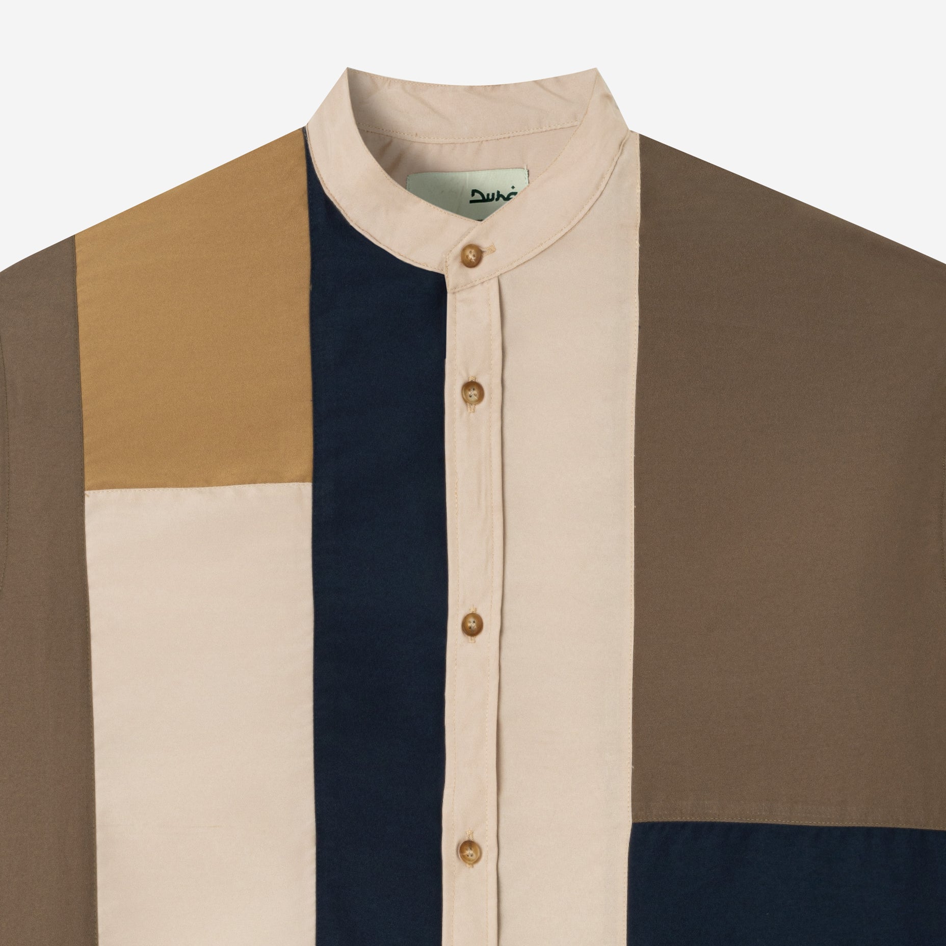 Ward Patchwork Shirt Long Sleeve - Khaki Navy