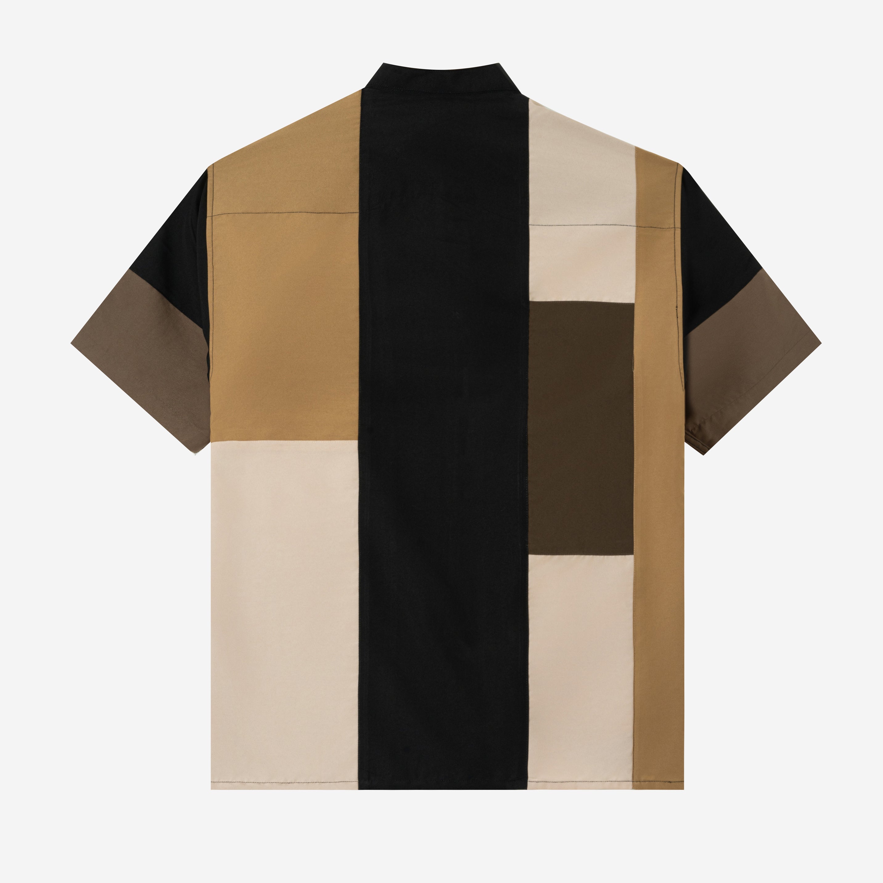 Ward Patchwork Shirt Short Sleeve - Black Khaki