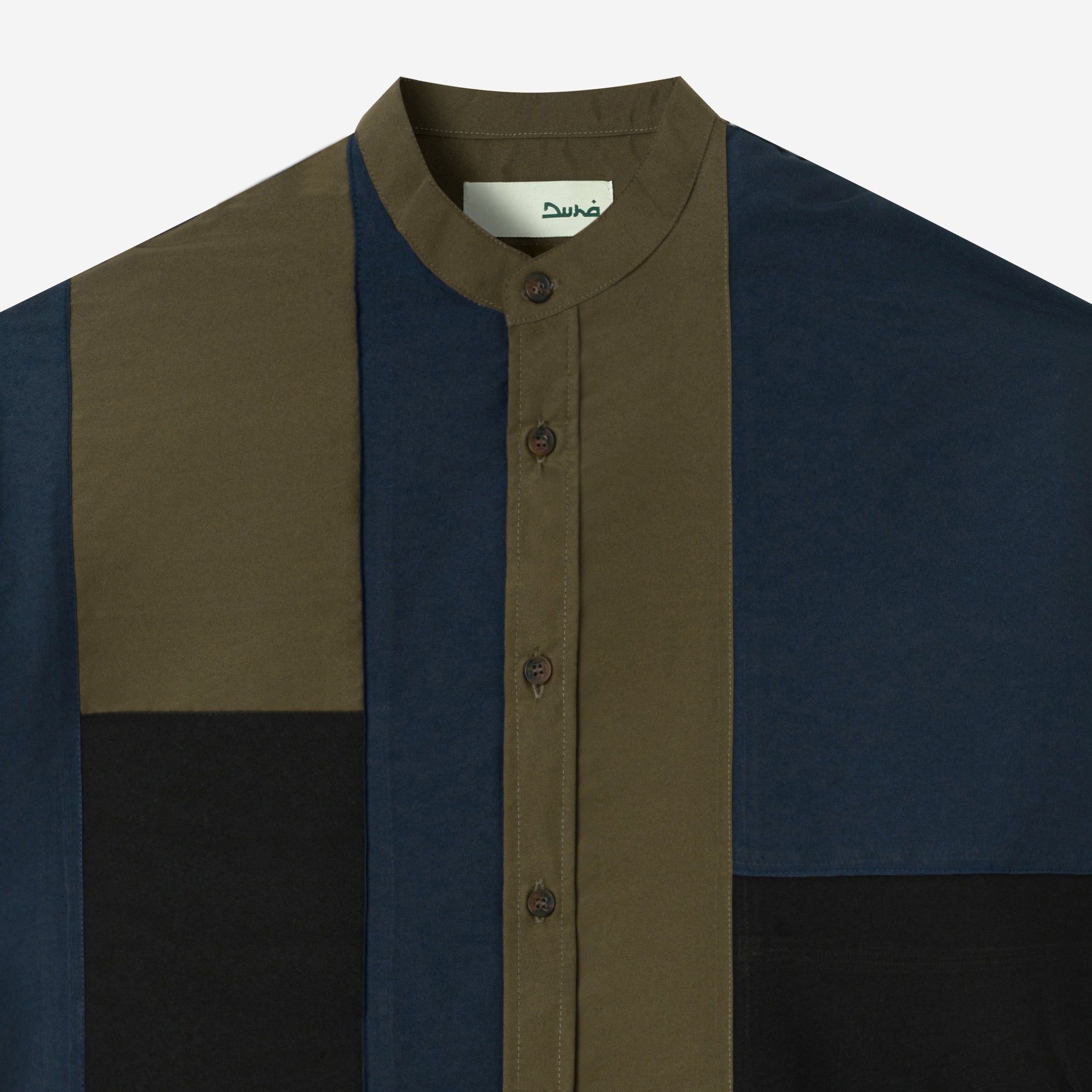 Ward Patchwork Shirt Short Sleeve - Black Olive