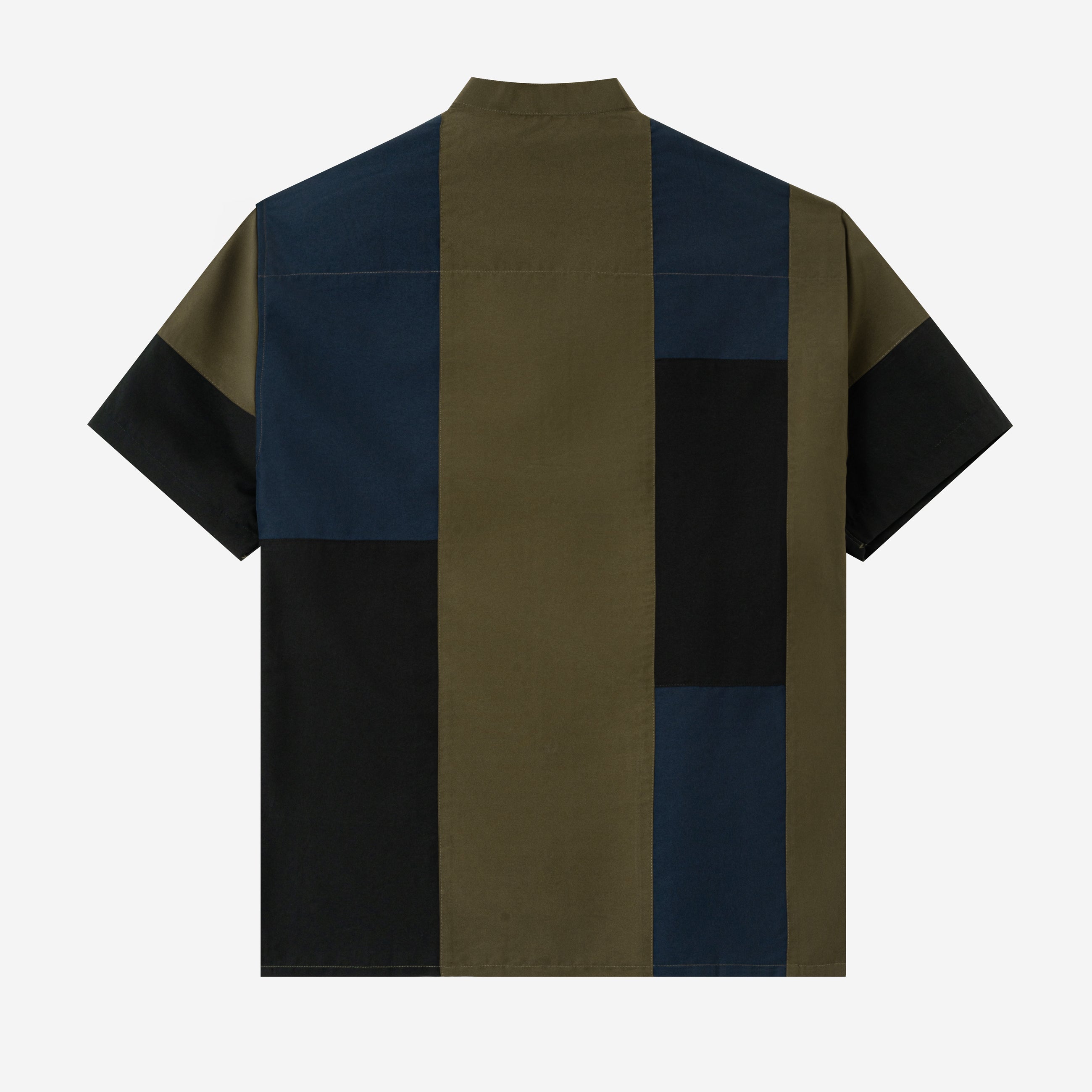 Ward Patchwork Shirt Short Sleeve - Black Olive