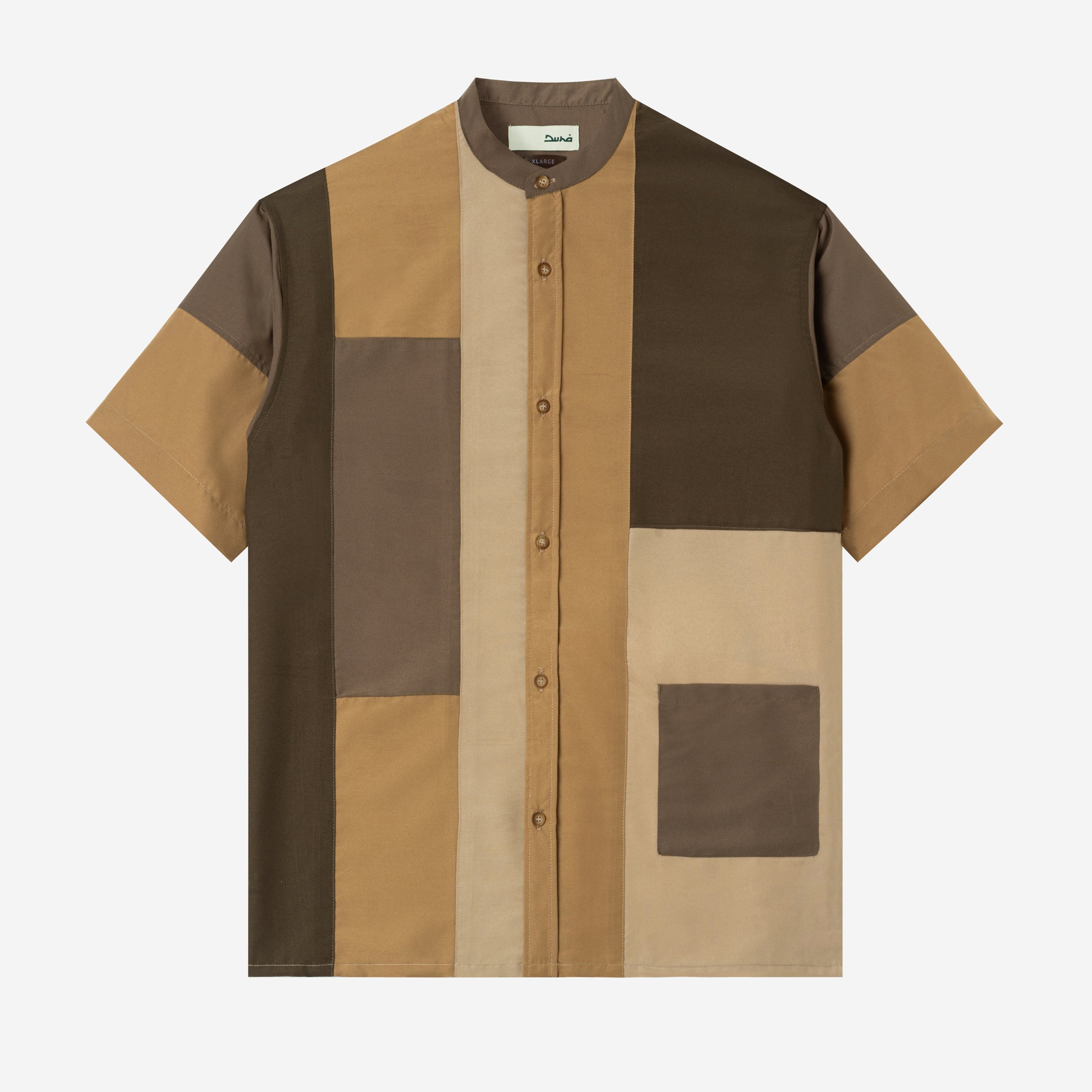 Ward Patchwork Shirt Short Sleeve - Khaki Olive