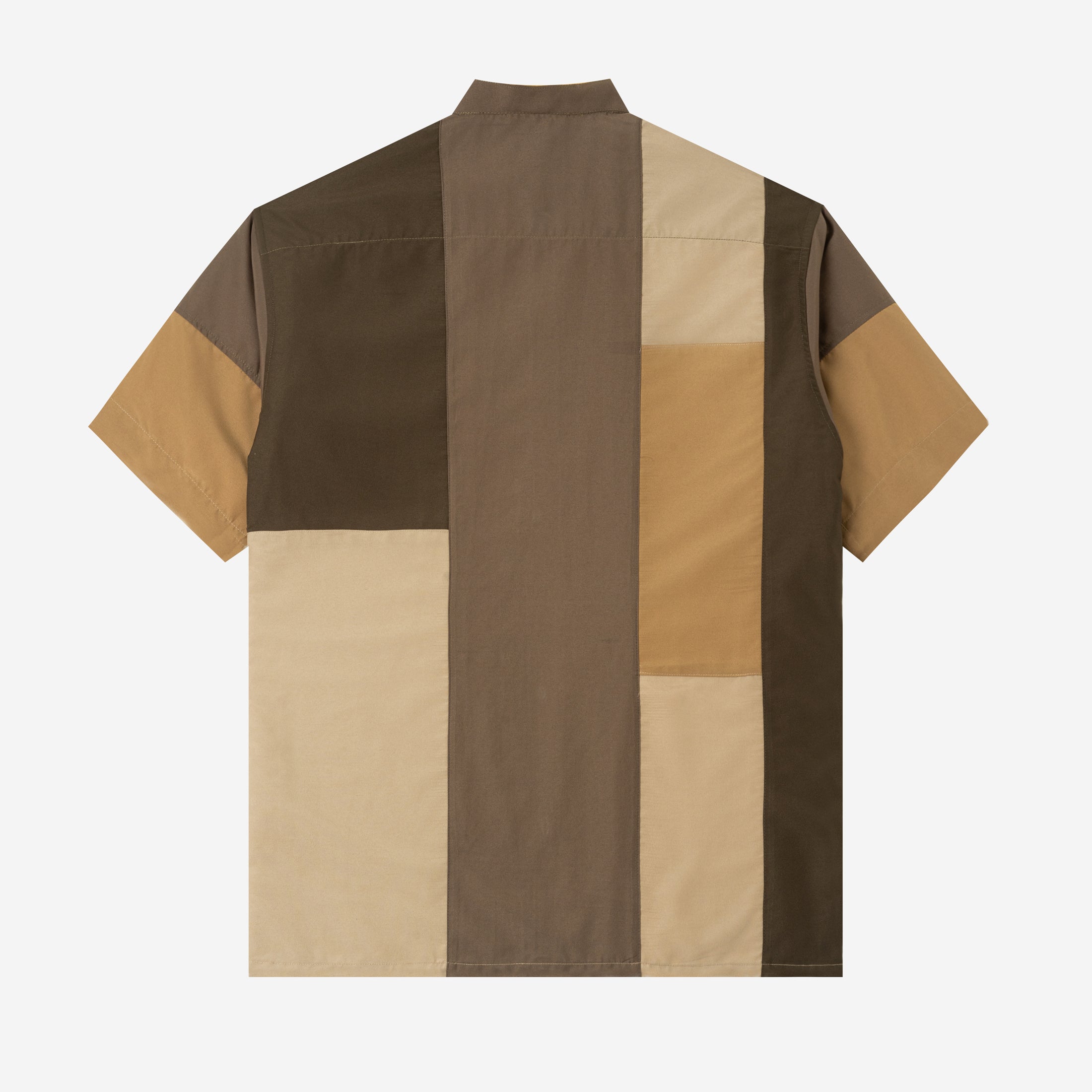 Ward Patchwork Shirt Short Sleeve - Khaki Olive