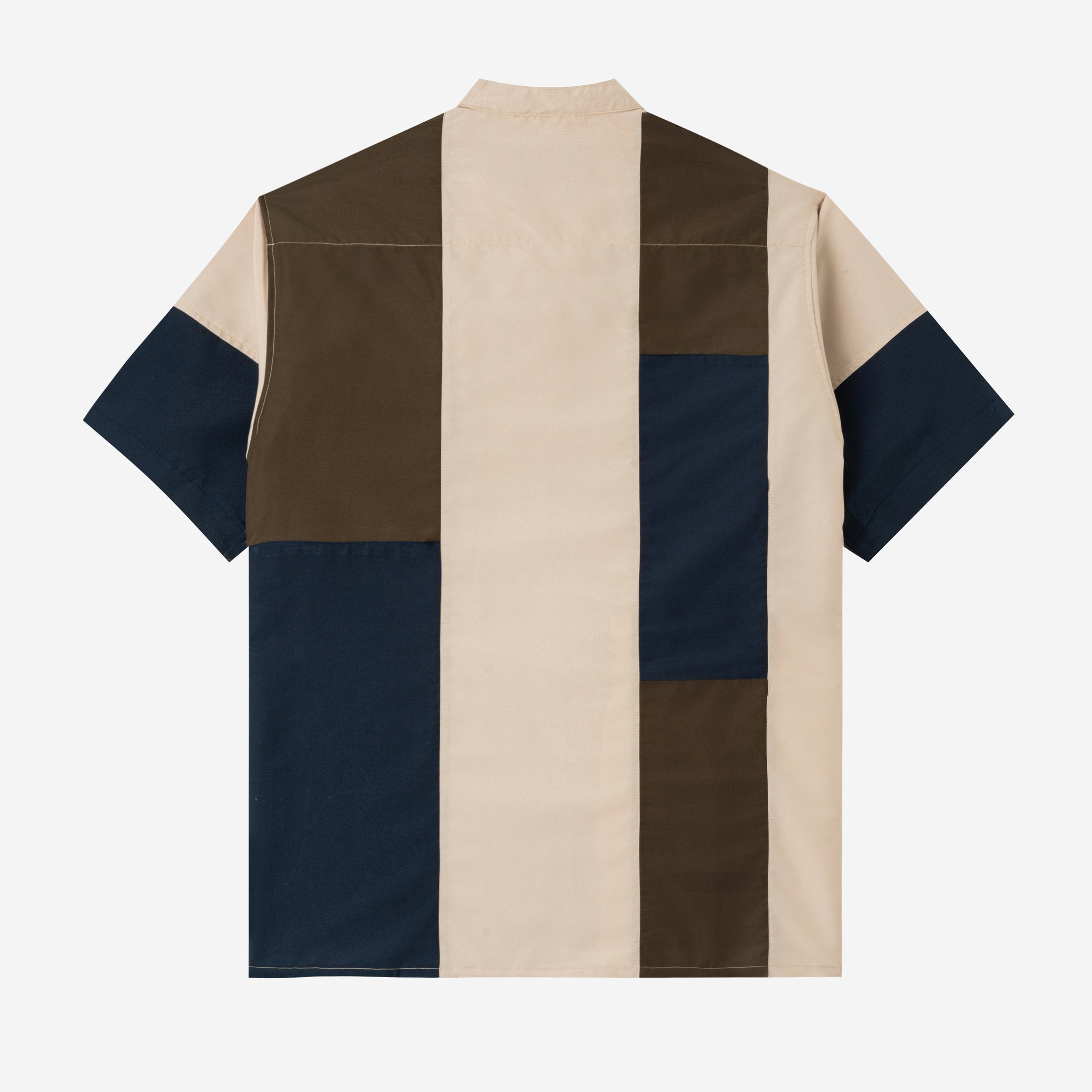 Ward Patchwork Shirt Short Sleeve - Navy Khaki