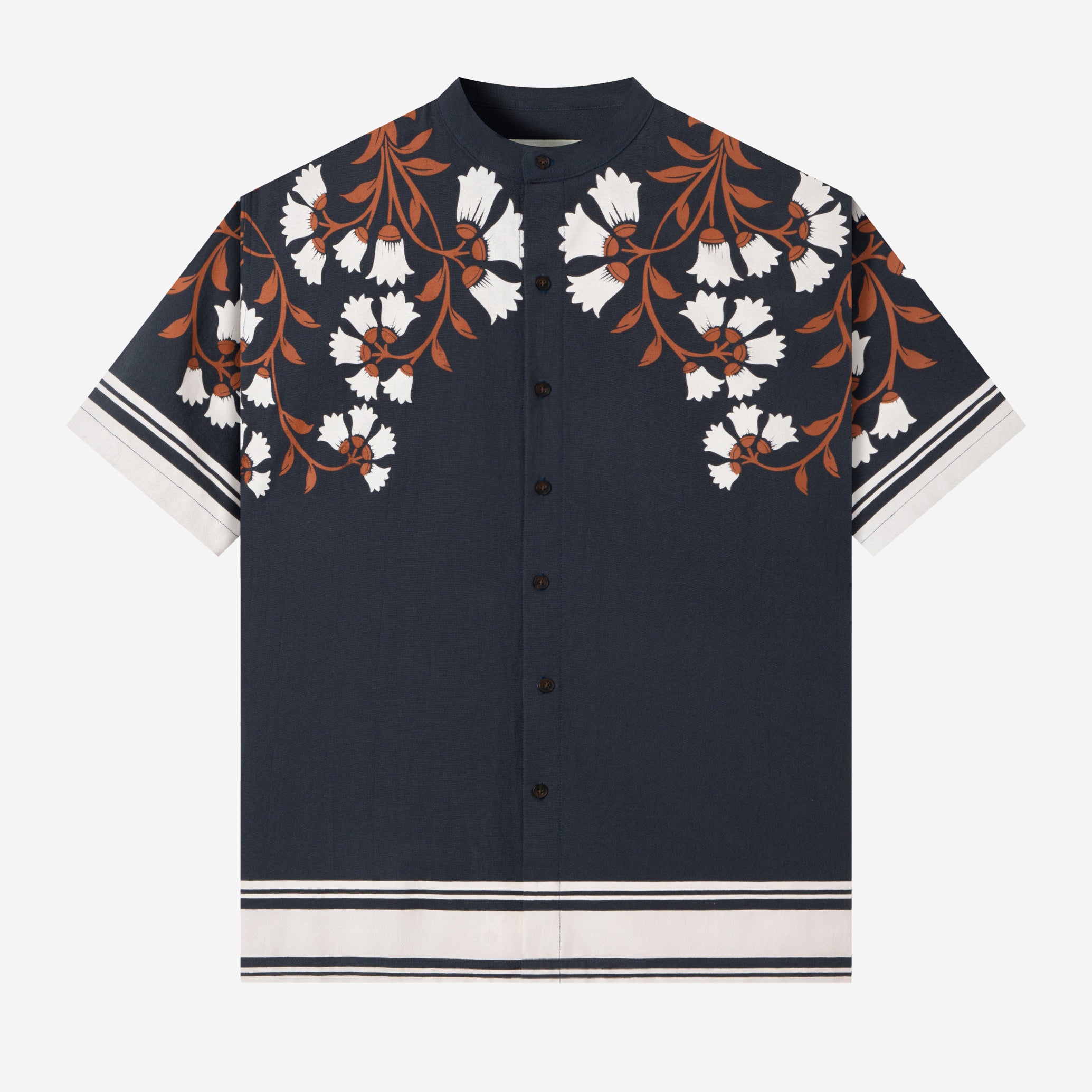 Fawz Short Sleeve Linen Shirt - Navy