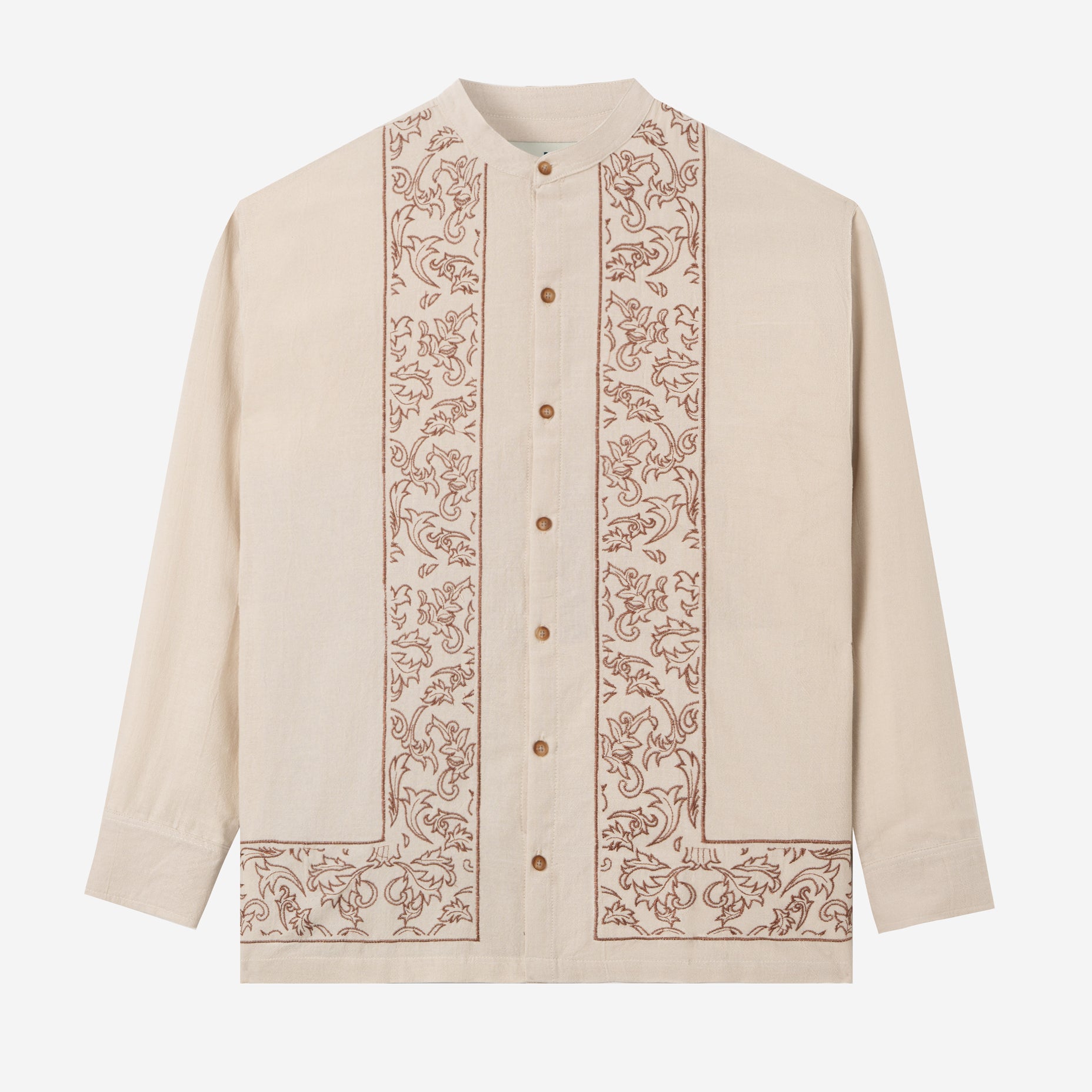 Naeem Long Sleeve Linen Shirt - Khaki