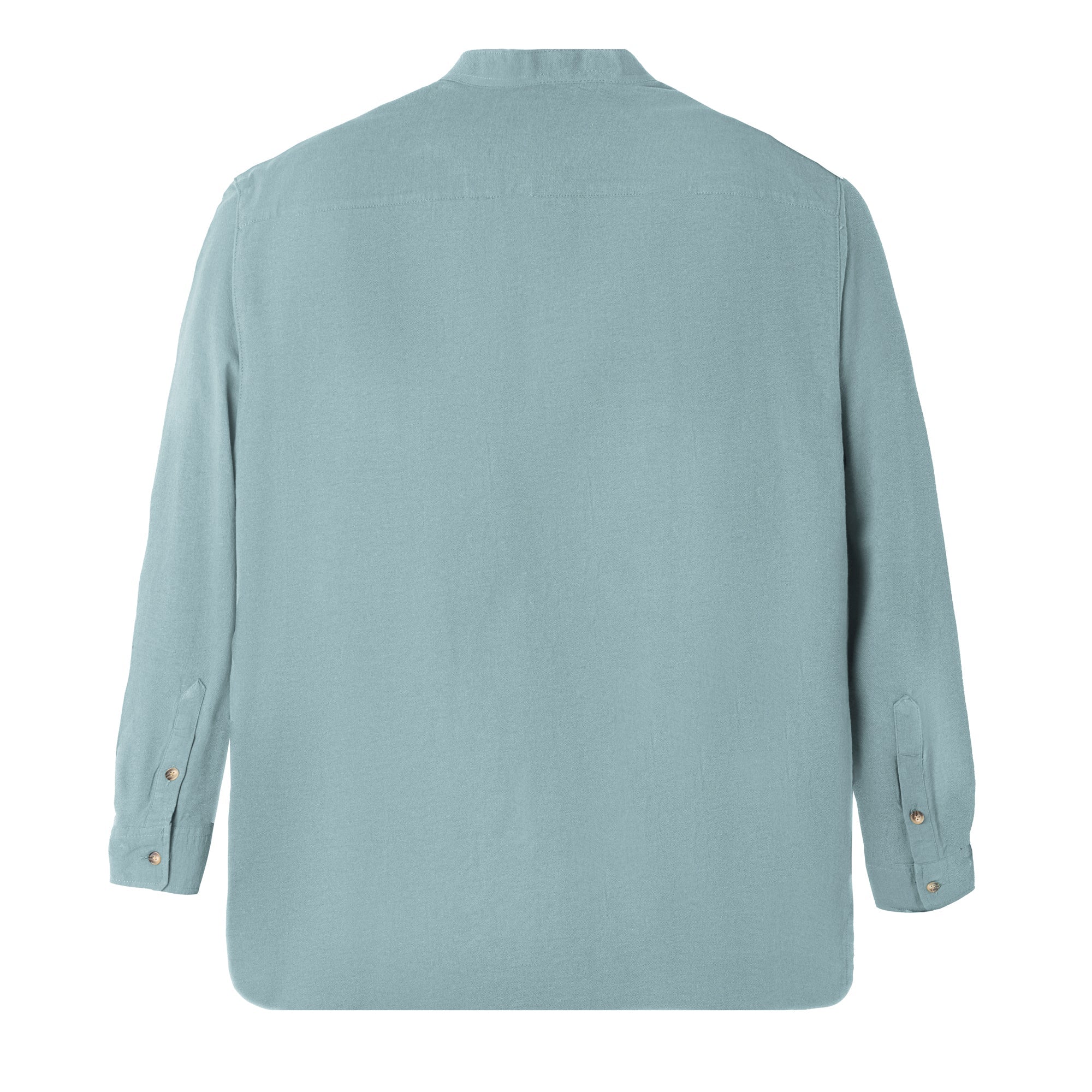 Rashed Long Sleeve Linen Shirt - Sky Blue
