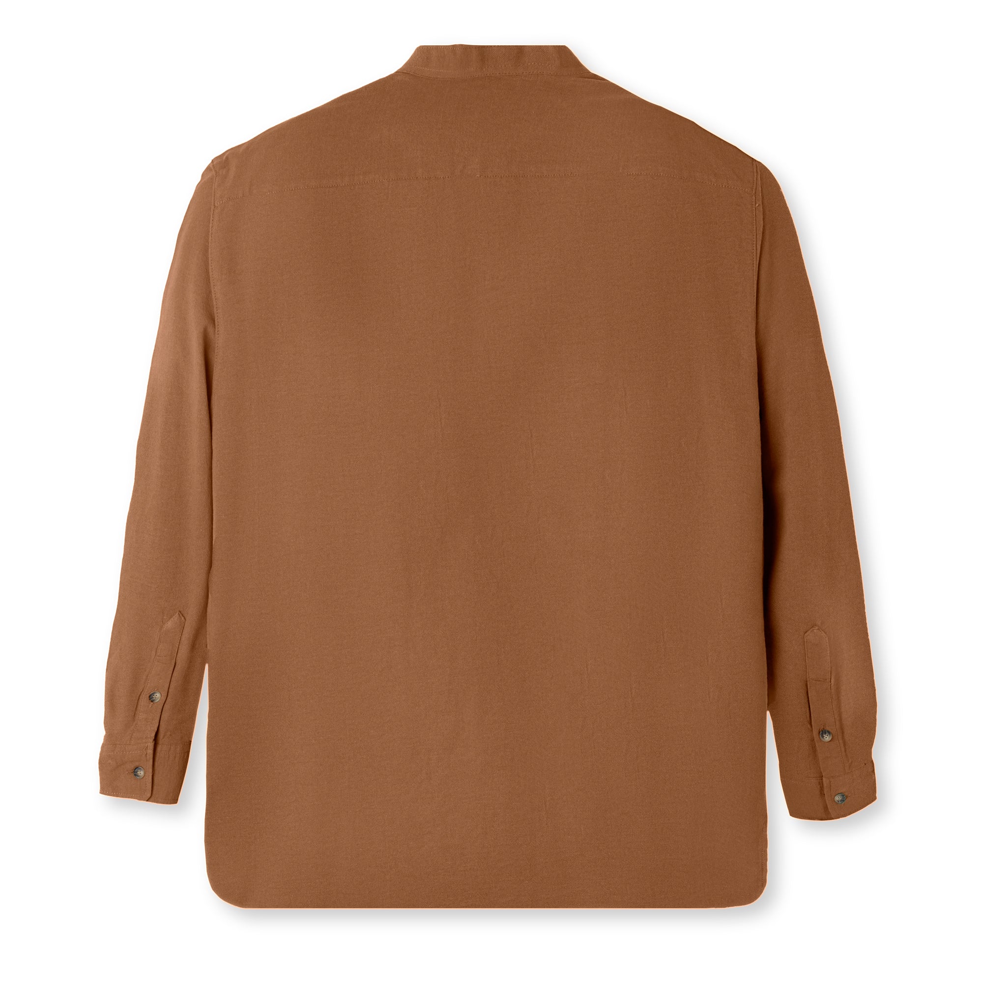 Rashed Long Sleeve Linen Shirt - Soft Brown