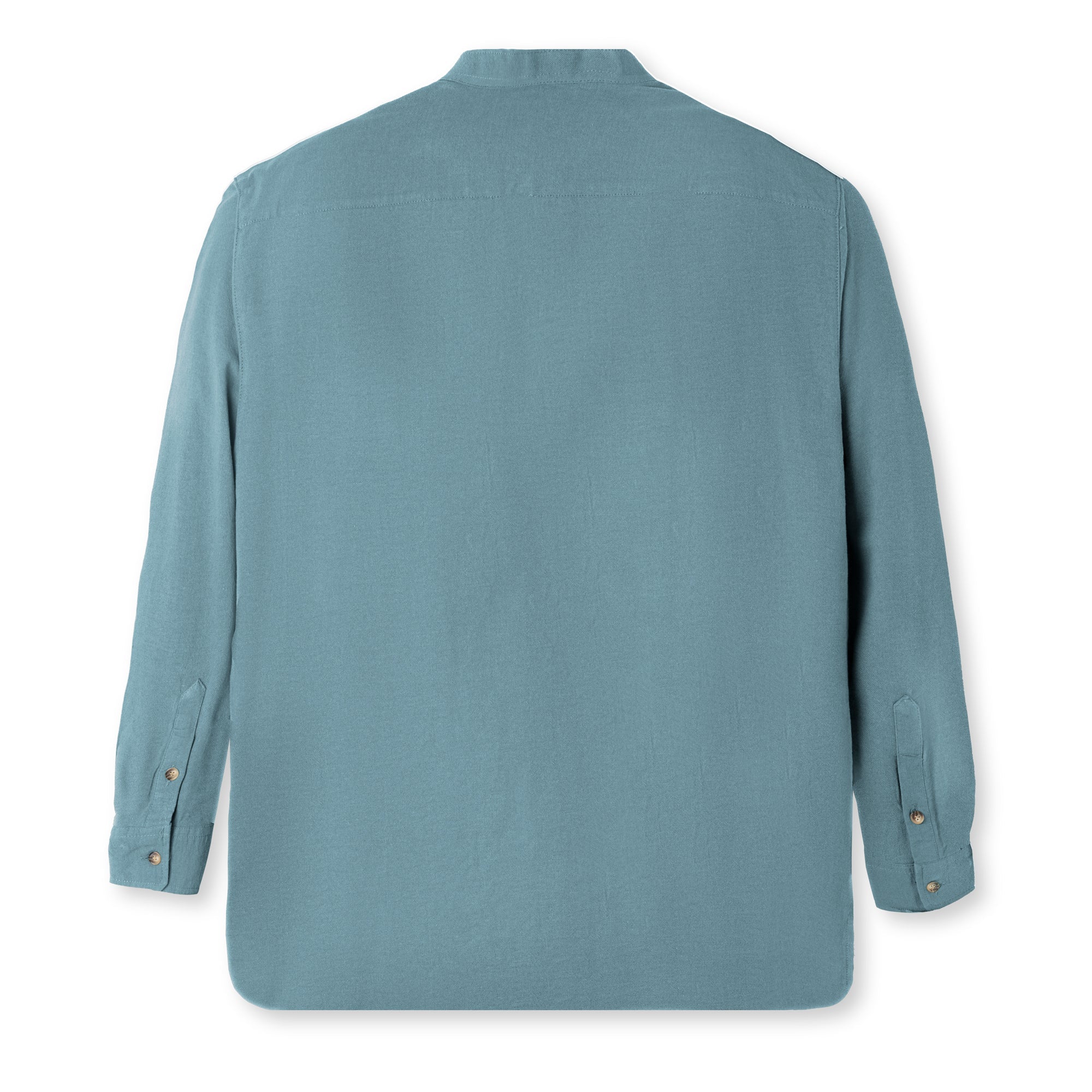 Rashed Long Sleeve Linen Shirt - Soft Blue